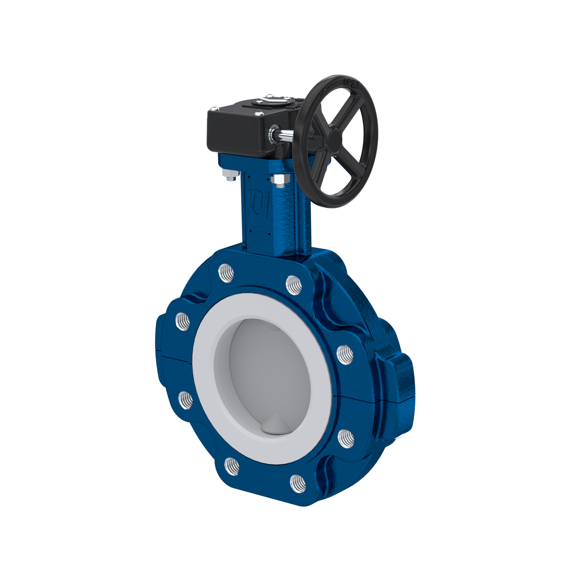 vanne papillon PFA PTFE AK10 DN150 PN10-PN16 réducteur à volant insertion EPDM