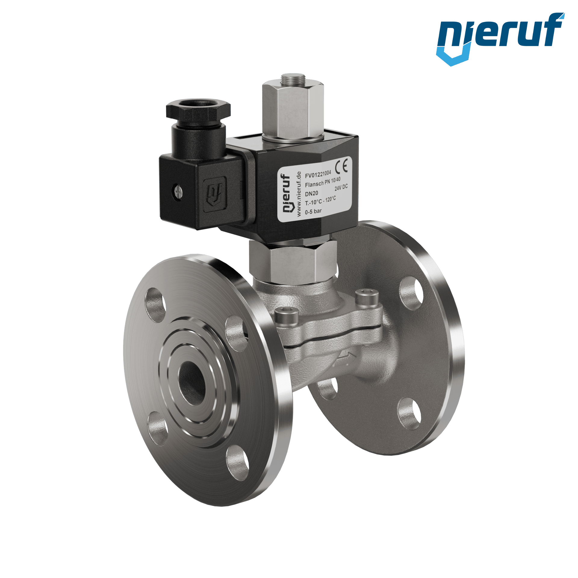 électrovanne bride DN20 acier inoxydable FV01 FKM 24V DC NO