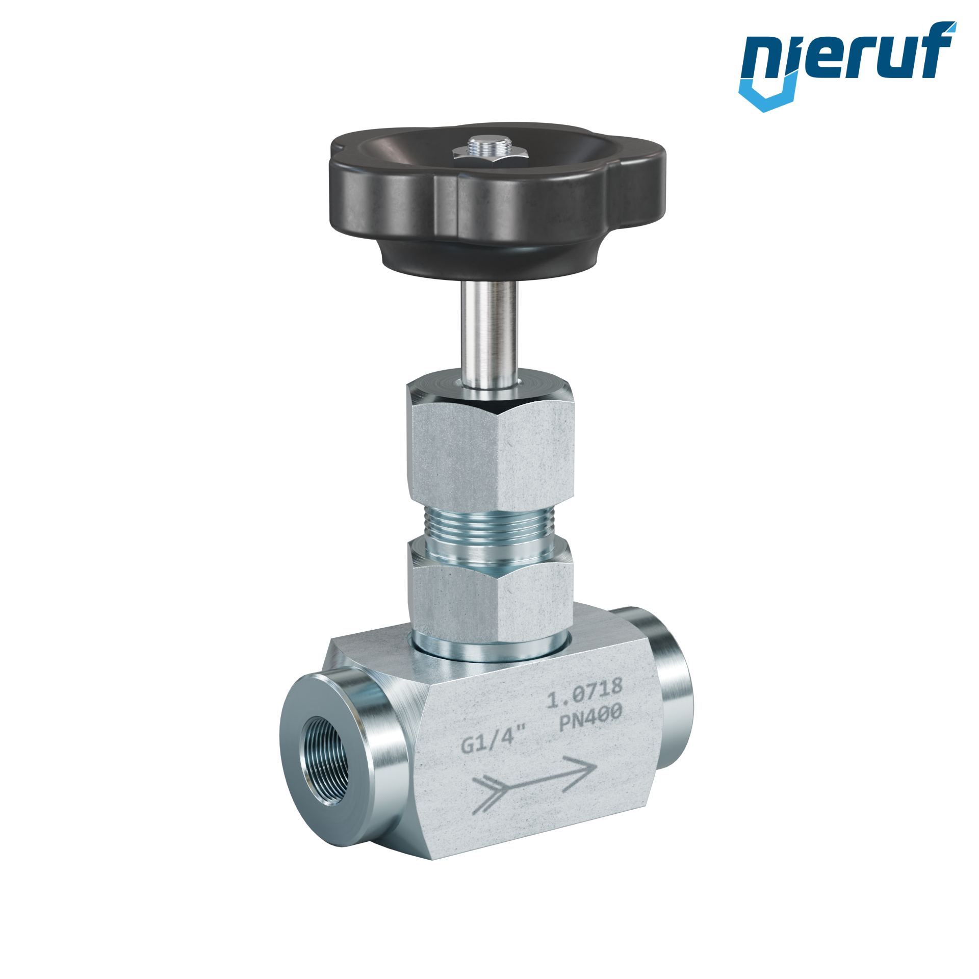 vanne à pointeau  1/4" pouce NV01 acier (zingué bleu)
