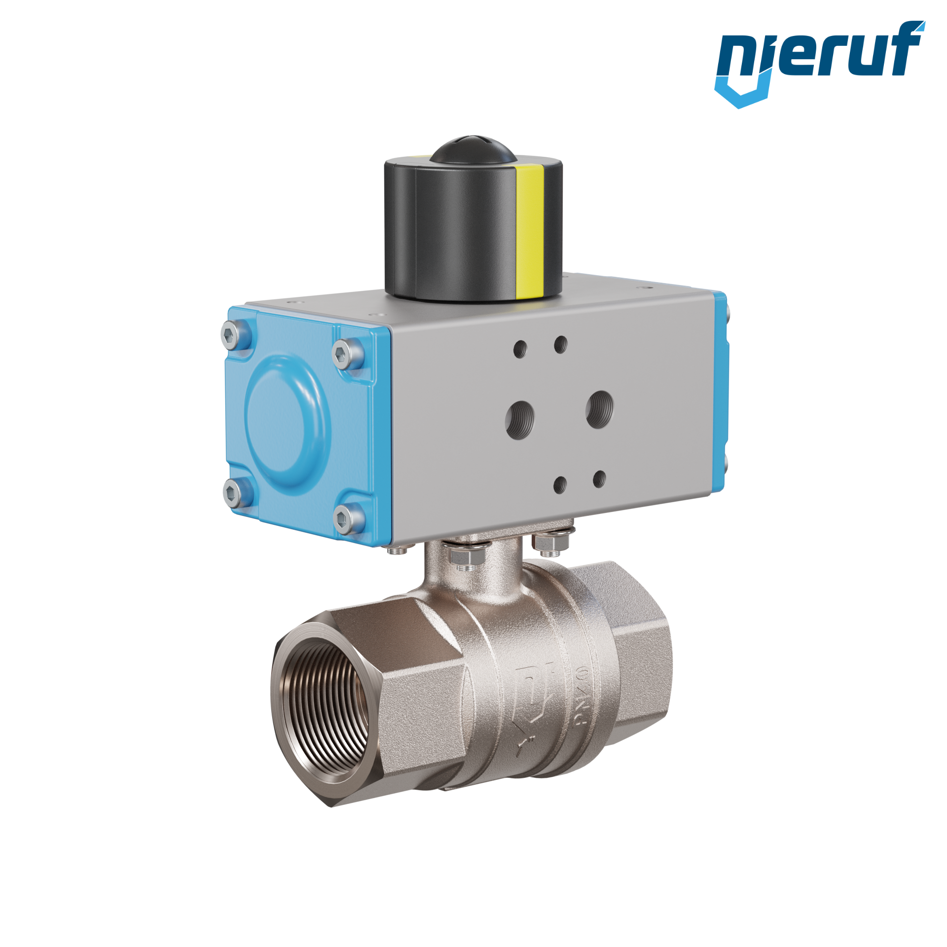 valvola a sfera automatica con manicotto DN25 - 1" pollici azionamento rotativo pneumatico a doppio effetto PK01