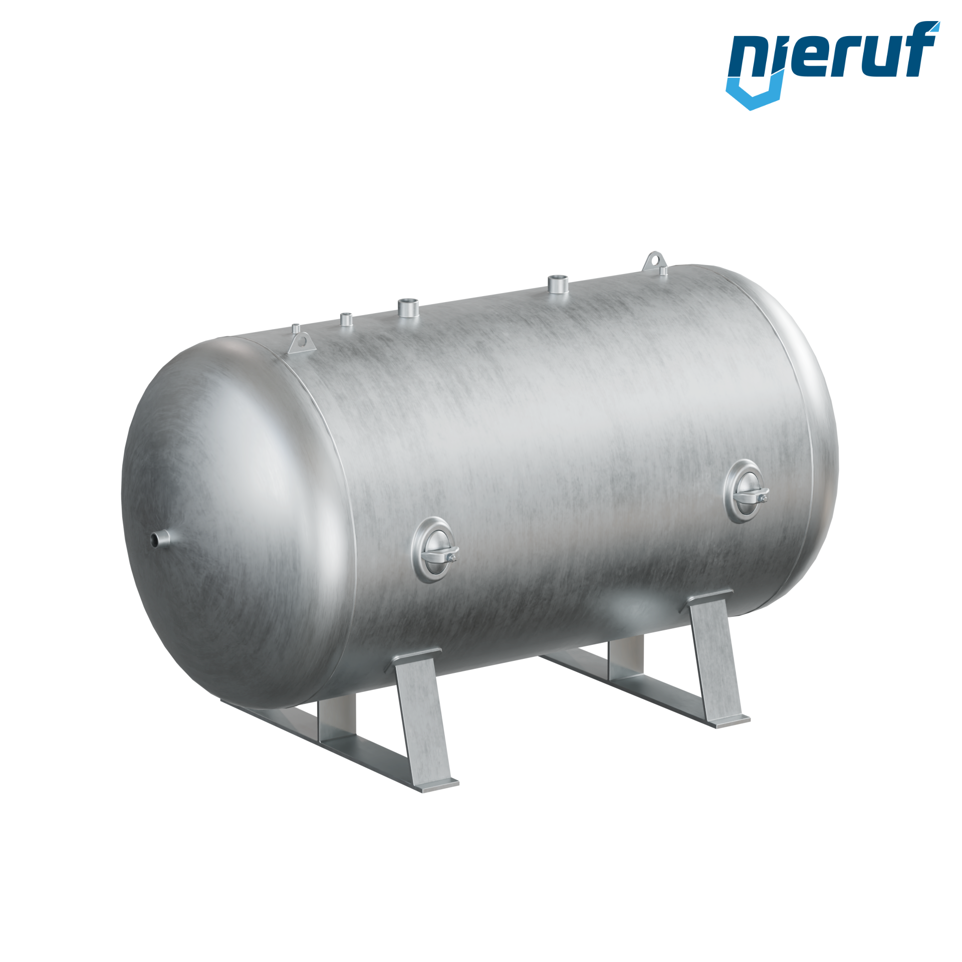 Réservoir sous pression allongé BE01 10000 litres, 0-16 bar, acier apprêté, diamètre du cadran 1800 mm