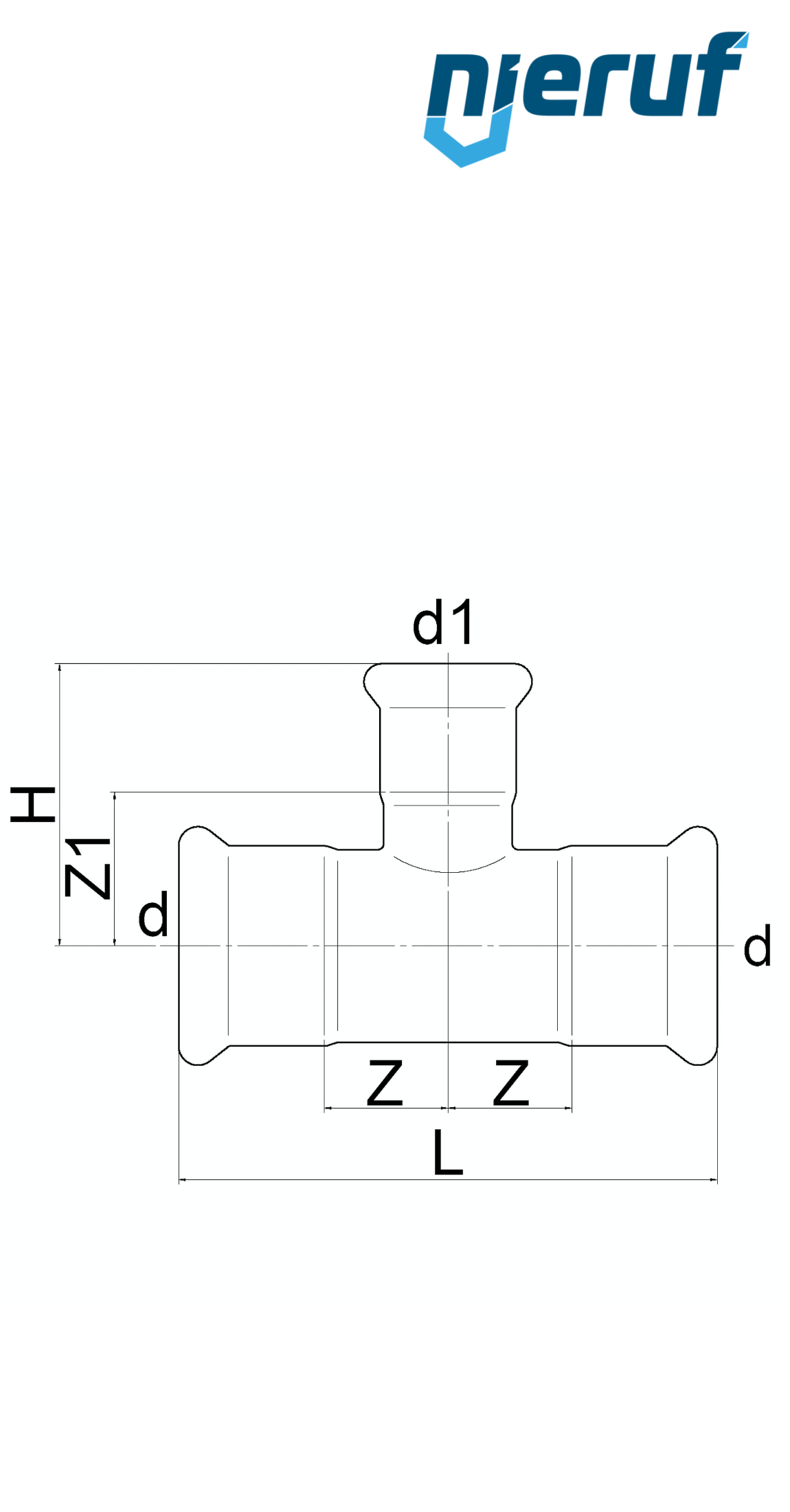 raccord en T à sertir F x F DN20 - 22,0 mm mâle 3/4" pouce acier inoxydable