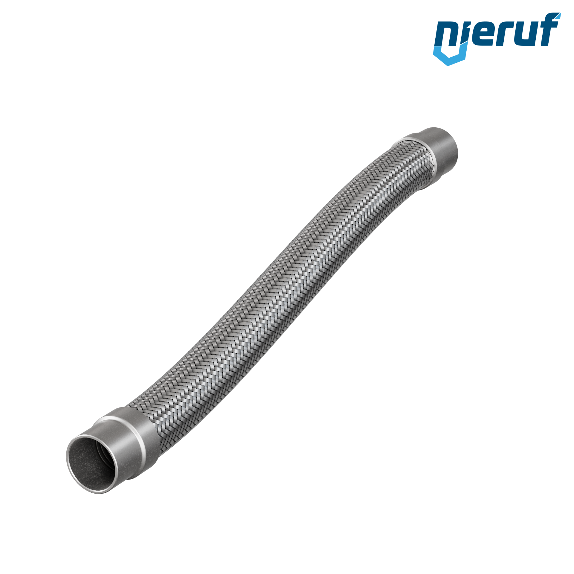 Tuyaux flexible ondulé en acier inoxydable ES01 DN40 - 48.3 mm avec double tressage et embout à souder Longueur 1000 mm