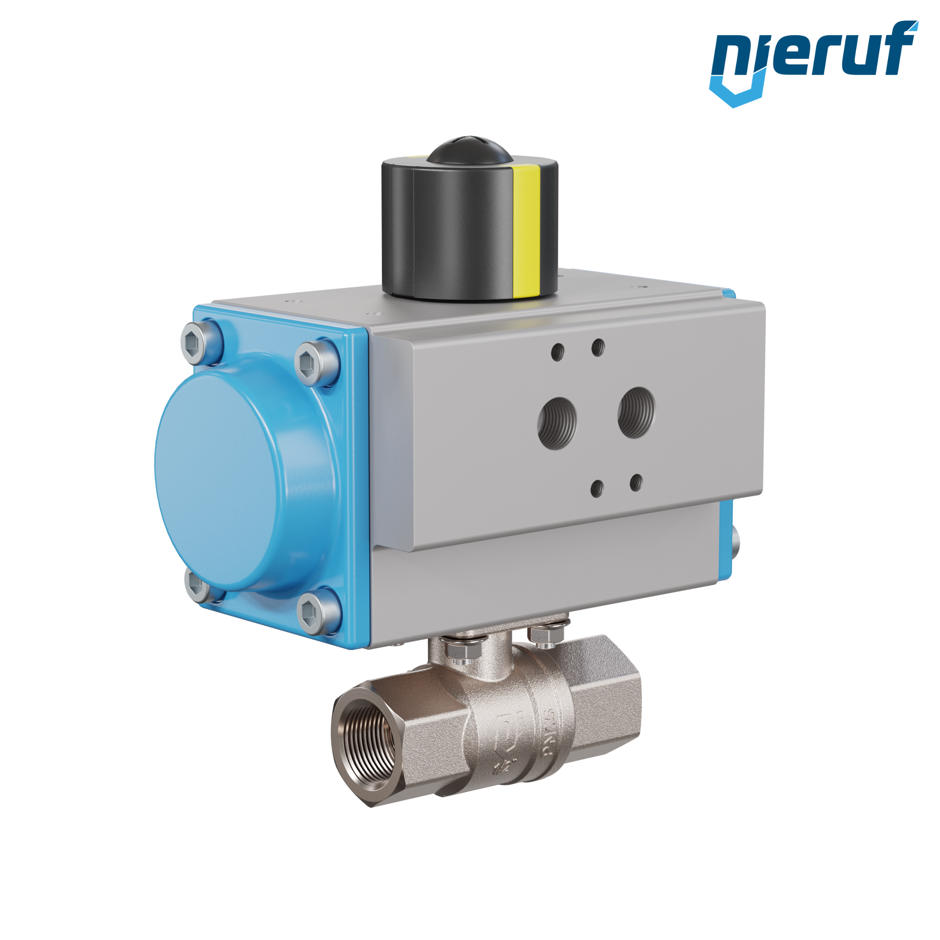 valvola a sfera automatica con manicotto DN15 - 1/2" pollici azionamento rotativo pneumatico a effetto semplice apertura a molla PK01