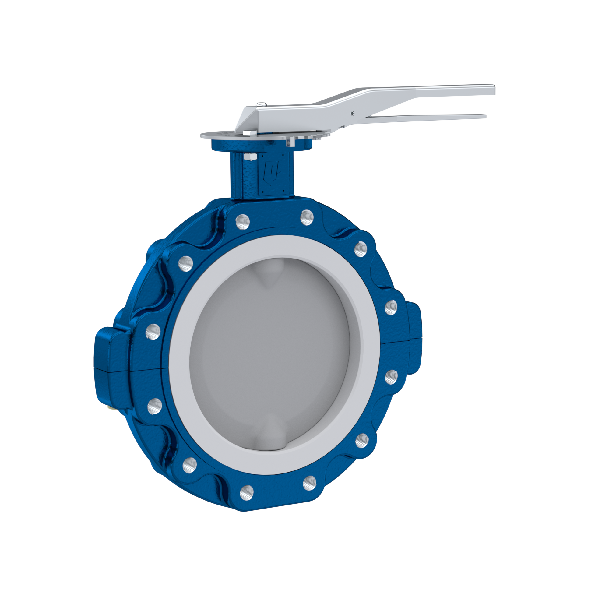 vanne papillon PTFE AK10 DN200 PN10 levier à cran insertion silicone