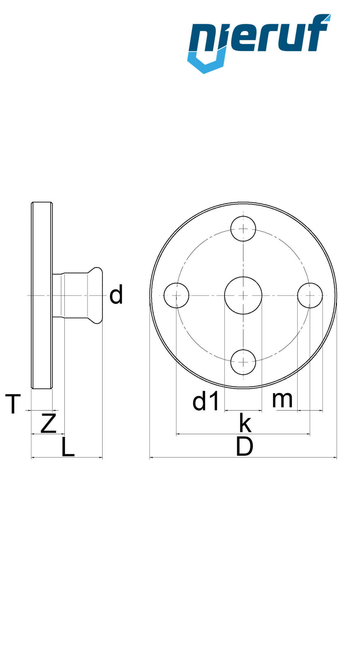 bride de transition F DN40 - 42,0 mm acier inoxydable