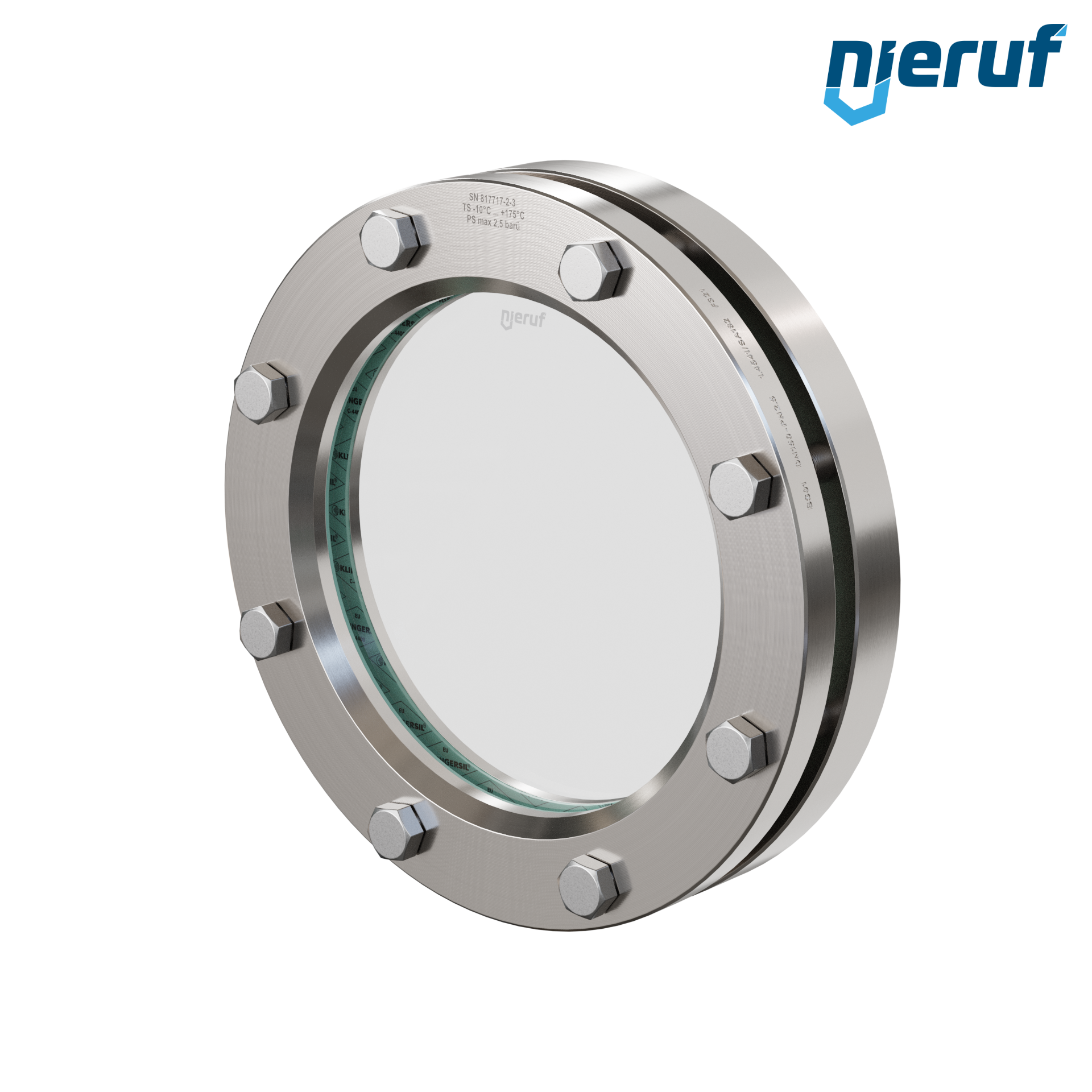 oblò di osservazione per serbatoi DN150 - 6" pollici  BS01 acciaio inossidabile 1.4571 vetro borosilicato 2,5bar