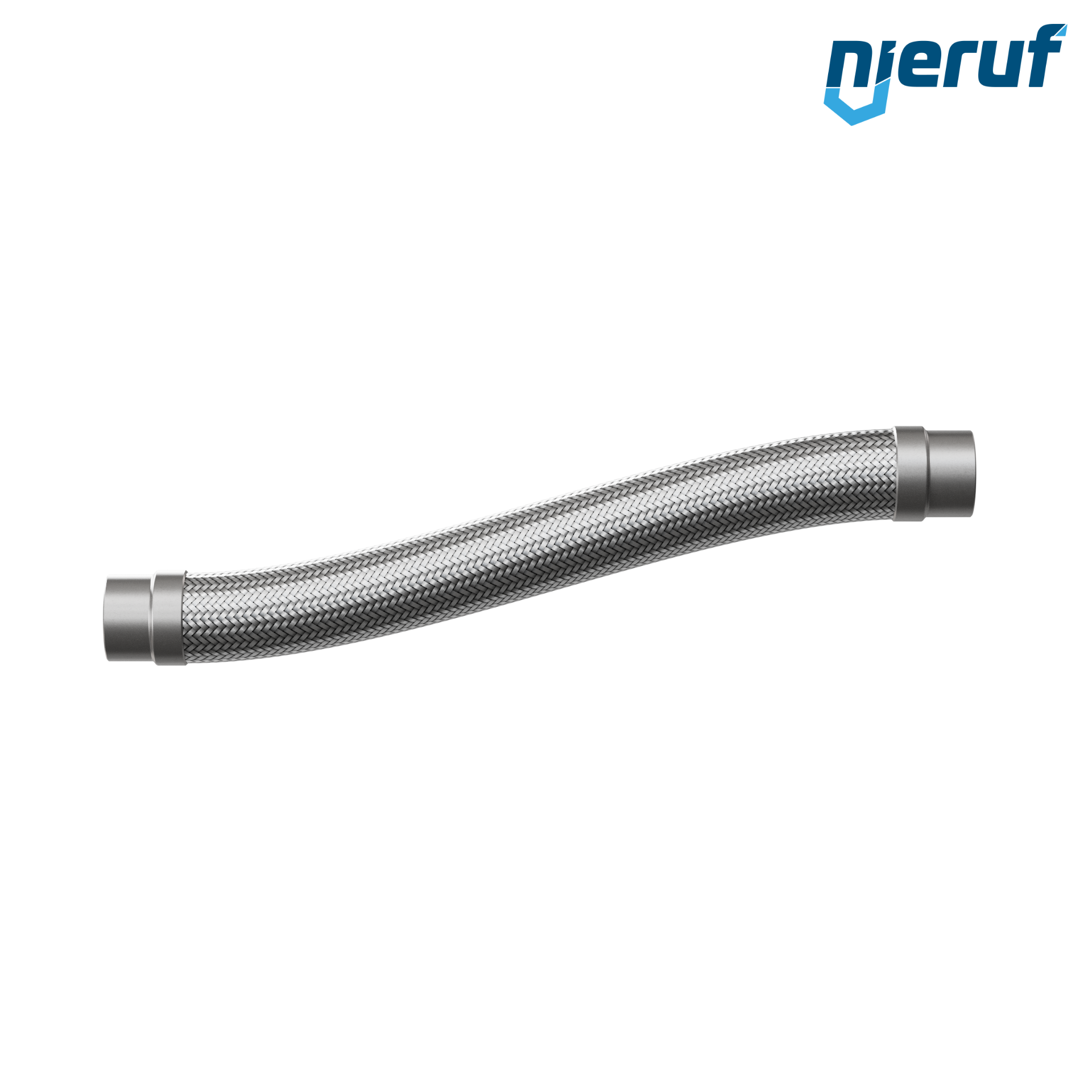 Tuyaux flexible ondulé en acier inoxydable ES01 DN50 - 60.3 mm avec tressage simple et embout à souder Longueur 1000 mm
