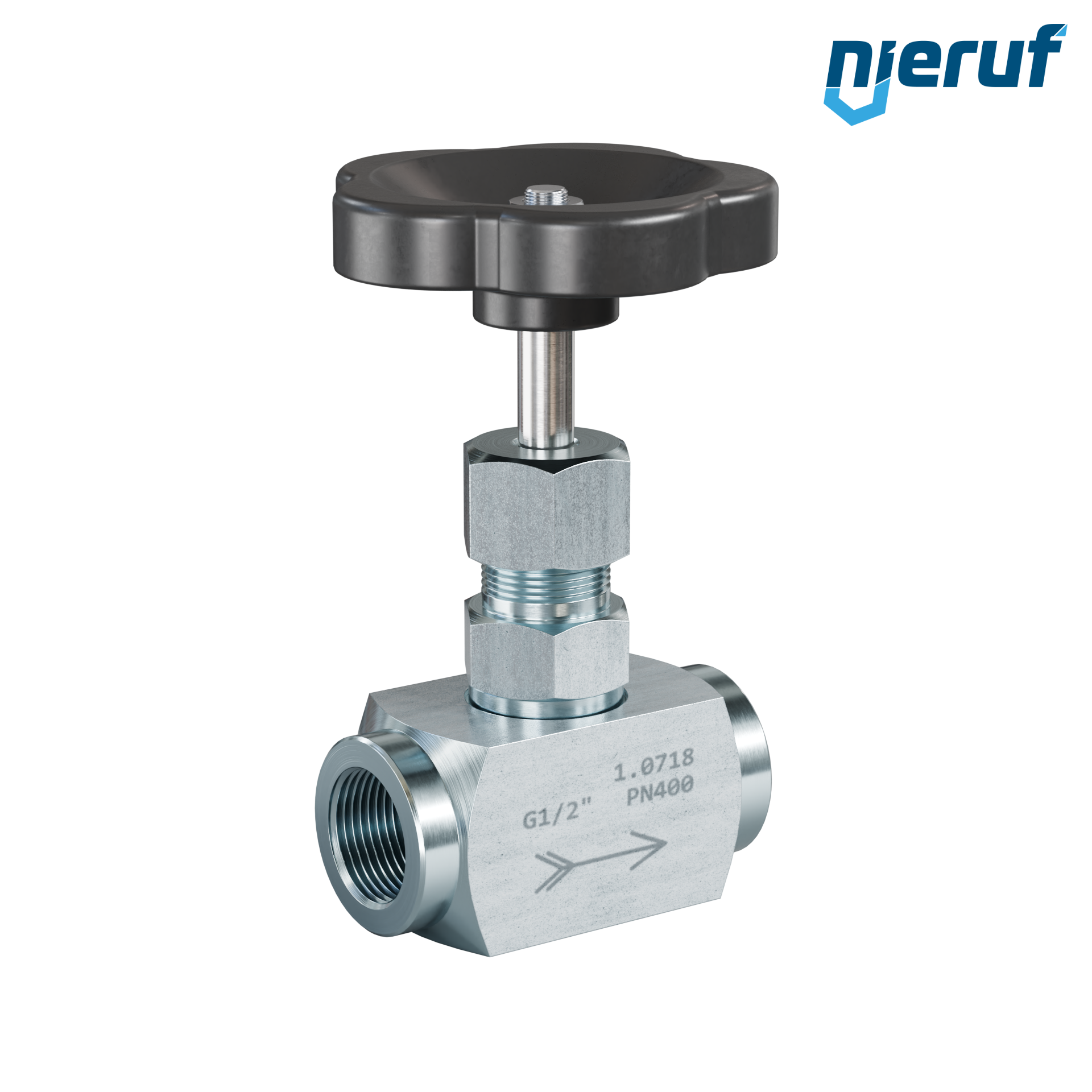 vanne à pointeau  1/2" pouce NV01 acier (zingué bleu)