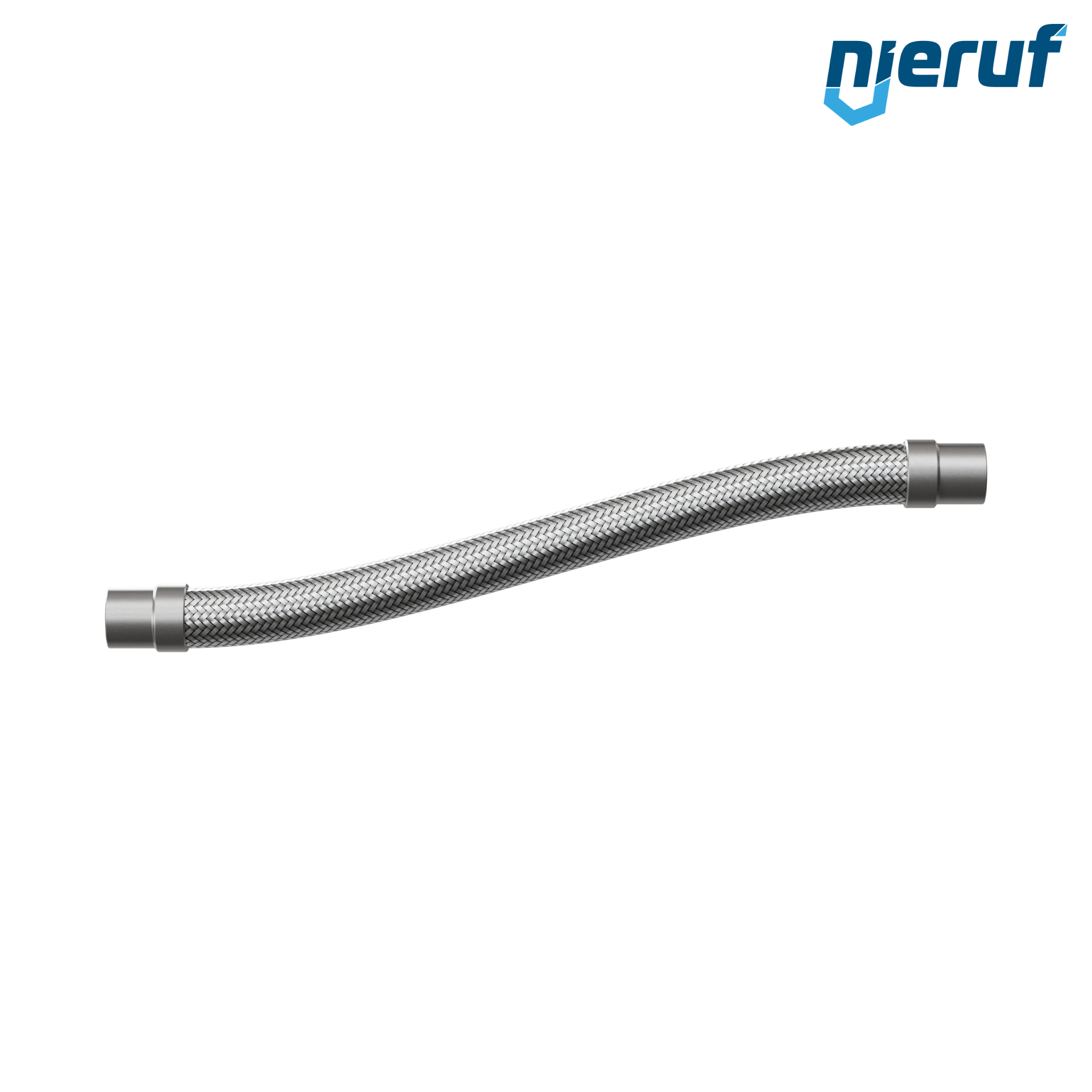 Tuyaux flexible ondulé en acier inoxydable ES01 DN32 - 42.4 mm avec double tressage et embout à souder Longueur 1000 mm