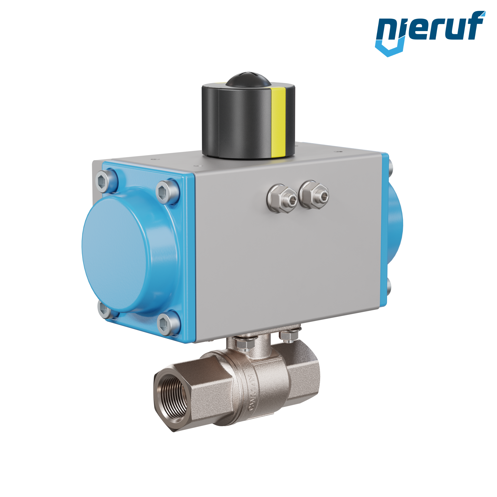 valvola a sfera automatica con manicotto DN15 - 1/2" pollici azionamento rotativo pneumatico a effetto semplice apertura a molla PK01