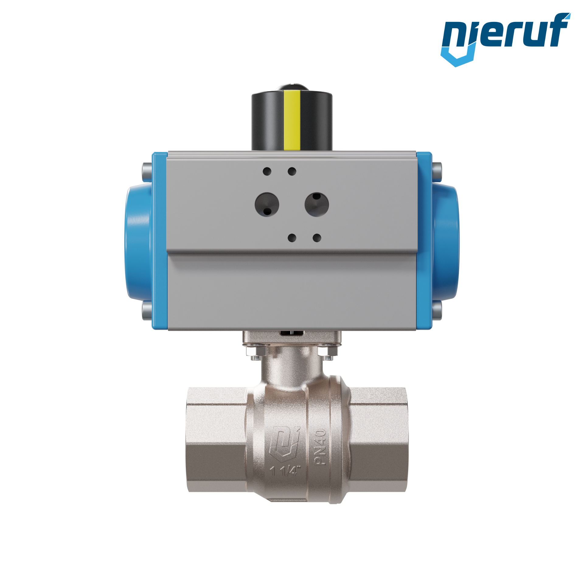 valvola a sfera automatica con manicotto DN32 - 1 1/4" pollici azionamento rotativo pneumatico a effetto semplice apertura a molla PK01