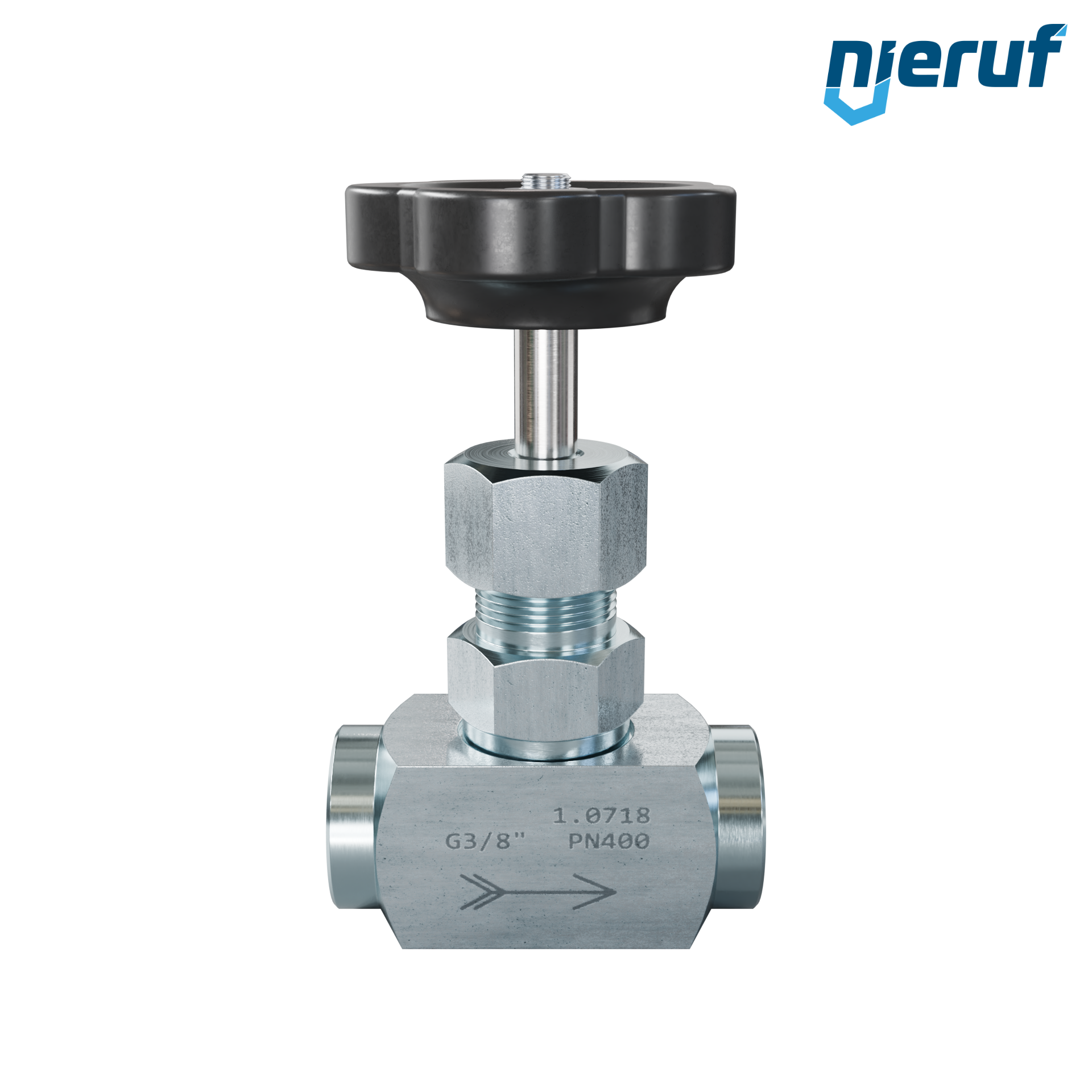 vanne à pointeau  3/8" pouce NV01 acier (zingué bleu)