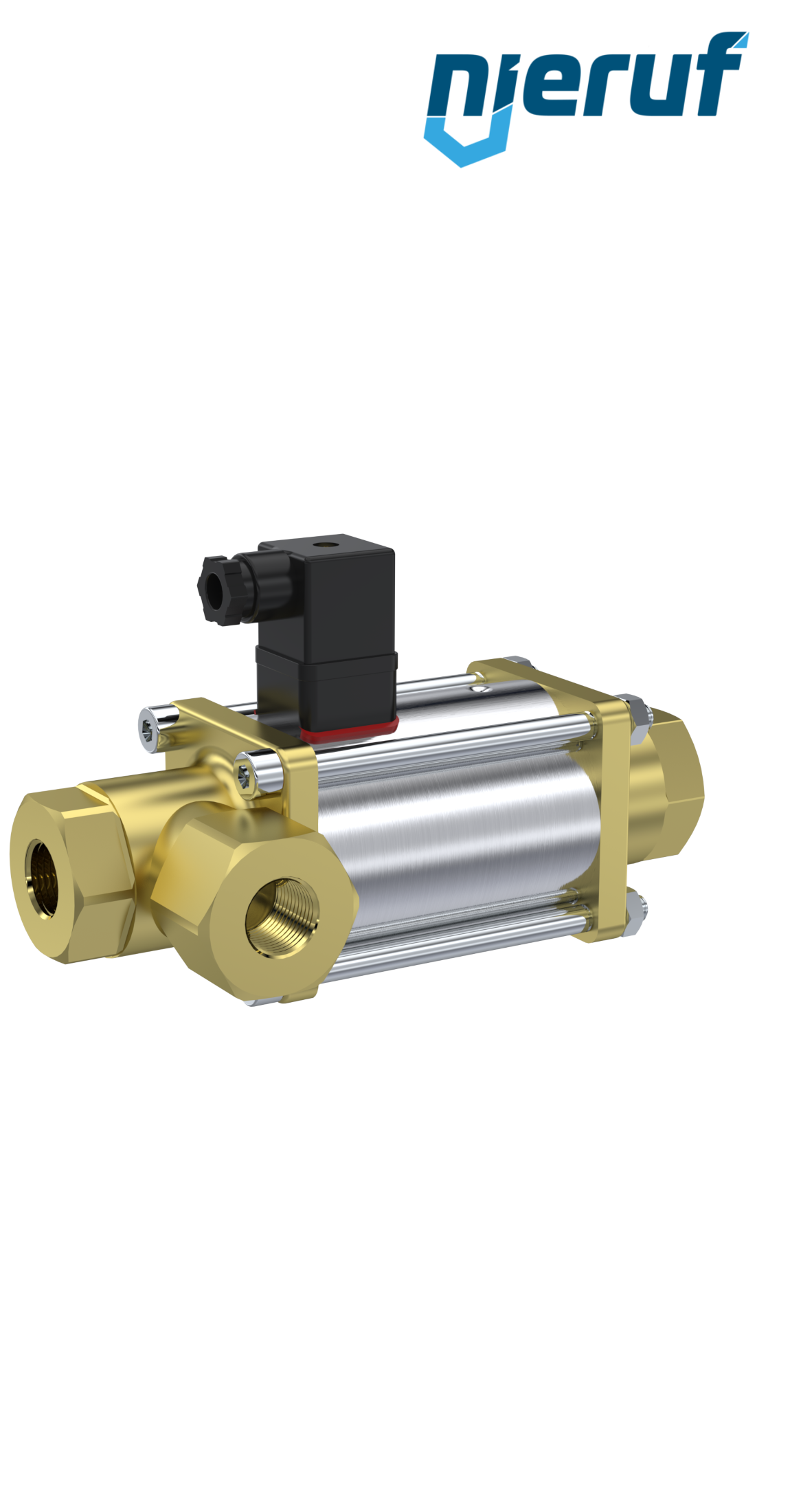 vanne coaxiale à 3/2 voies 1/2" pouce femelle - DN15 laiton 230V AC NC - pour application avec de l'eau