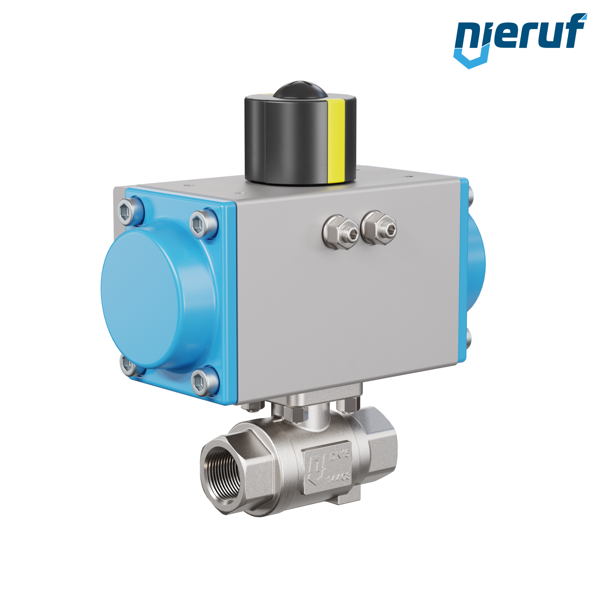 valvola a sfera pneumatica DN15 - 1/2" pollici azionamento rotativo a effetto semplice apertura a molla PK02