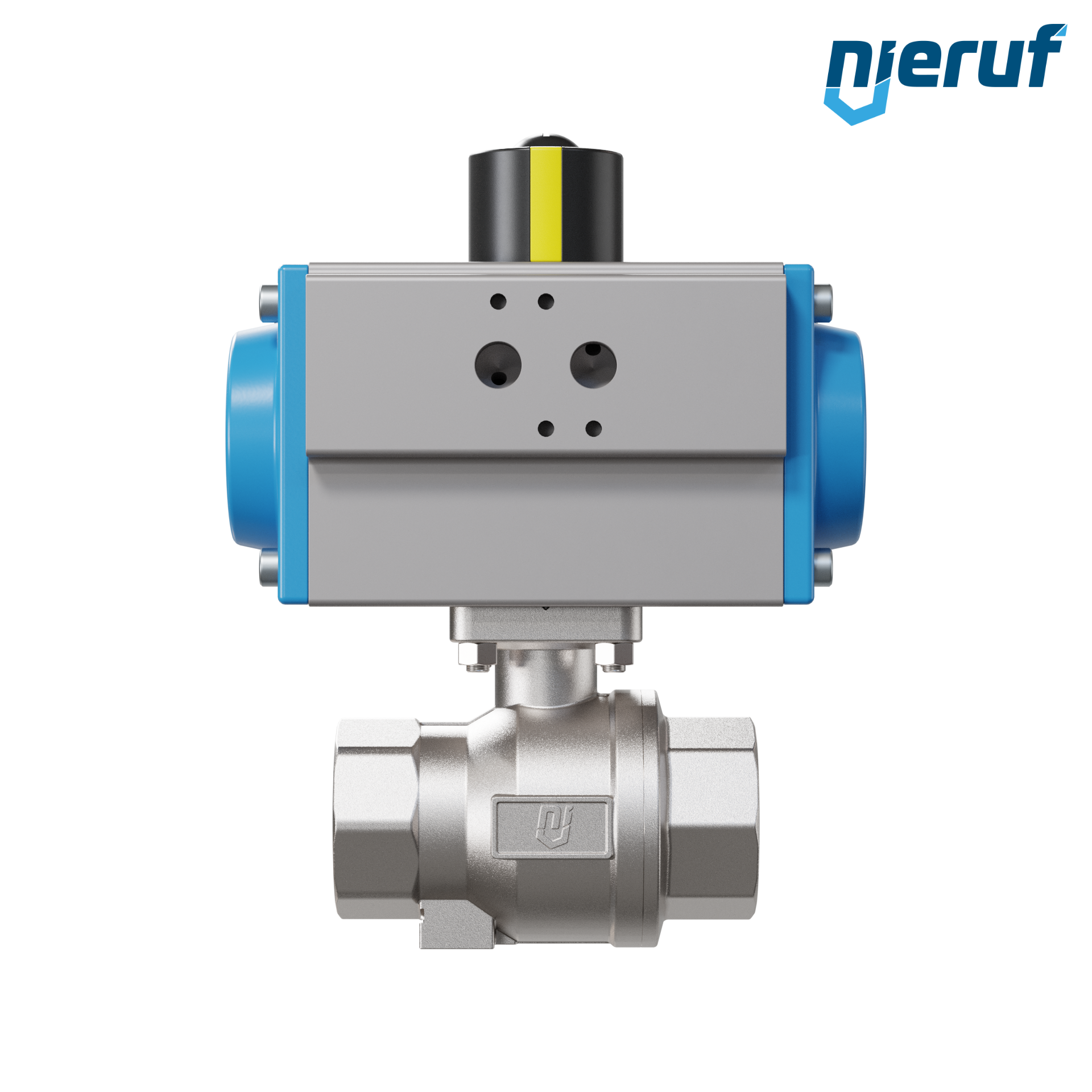 valvola a sfera pneumatica DN32 - 1 1/4" pollici azionamento rotativo a effetto semplice apertura a molla PK02