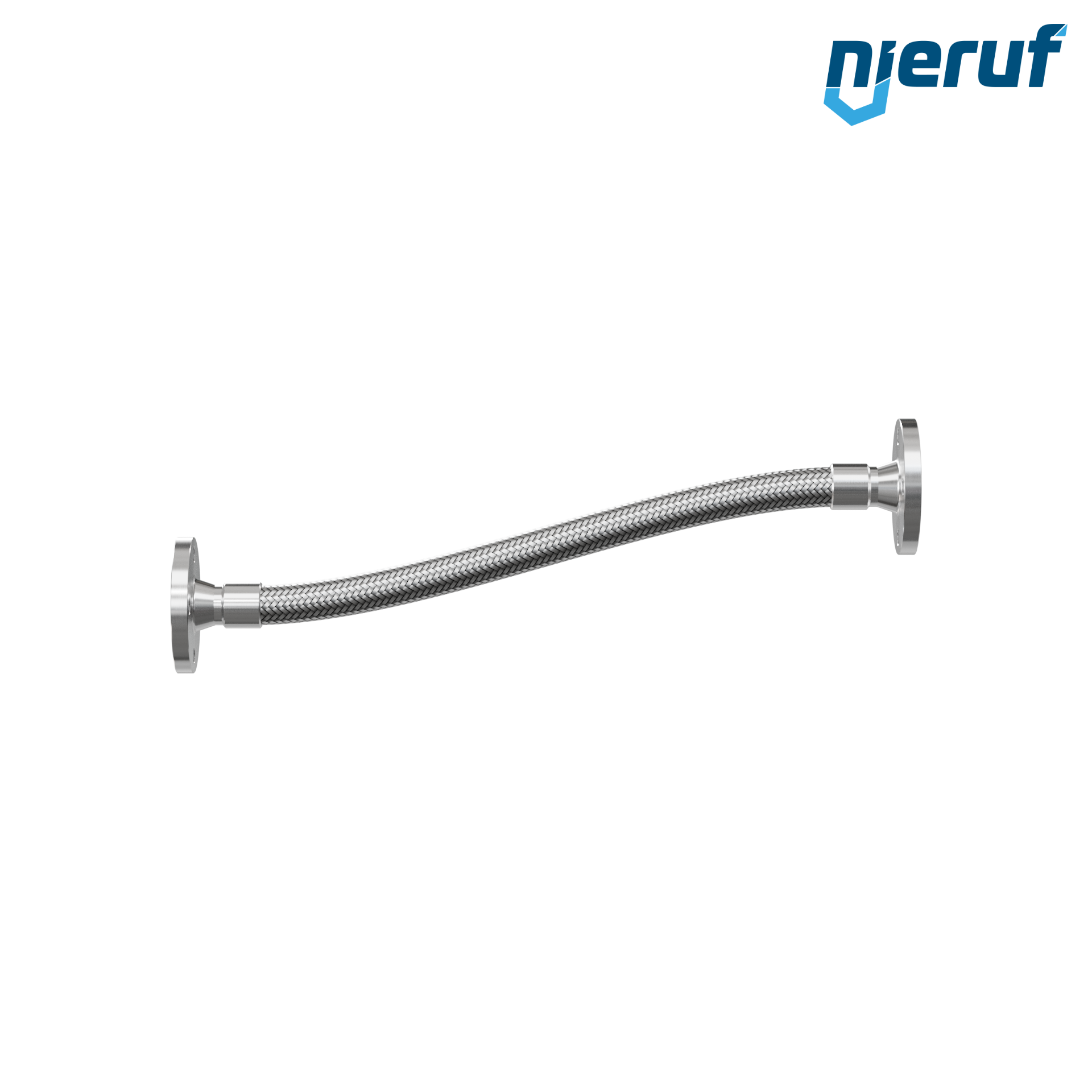 Tuyaux flexible ondulé en acier inoxydable ES01 DN25 - 1" pouce avec tressage simple et brides fixe Longueur 500 mm