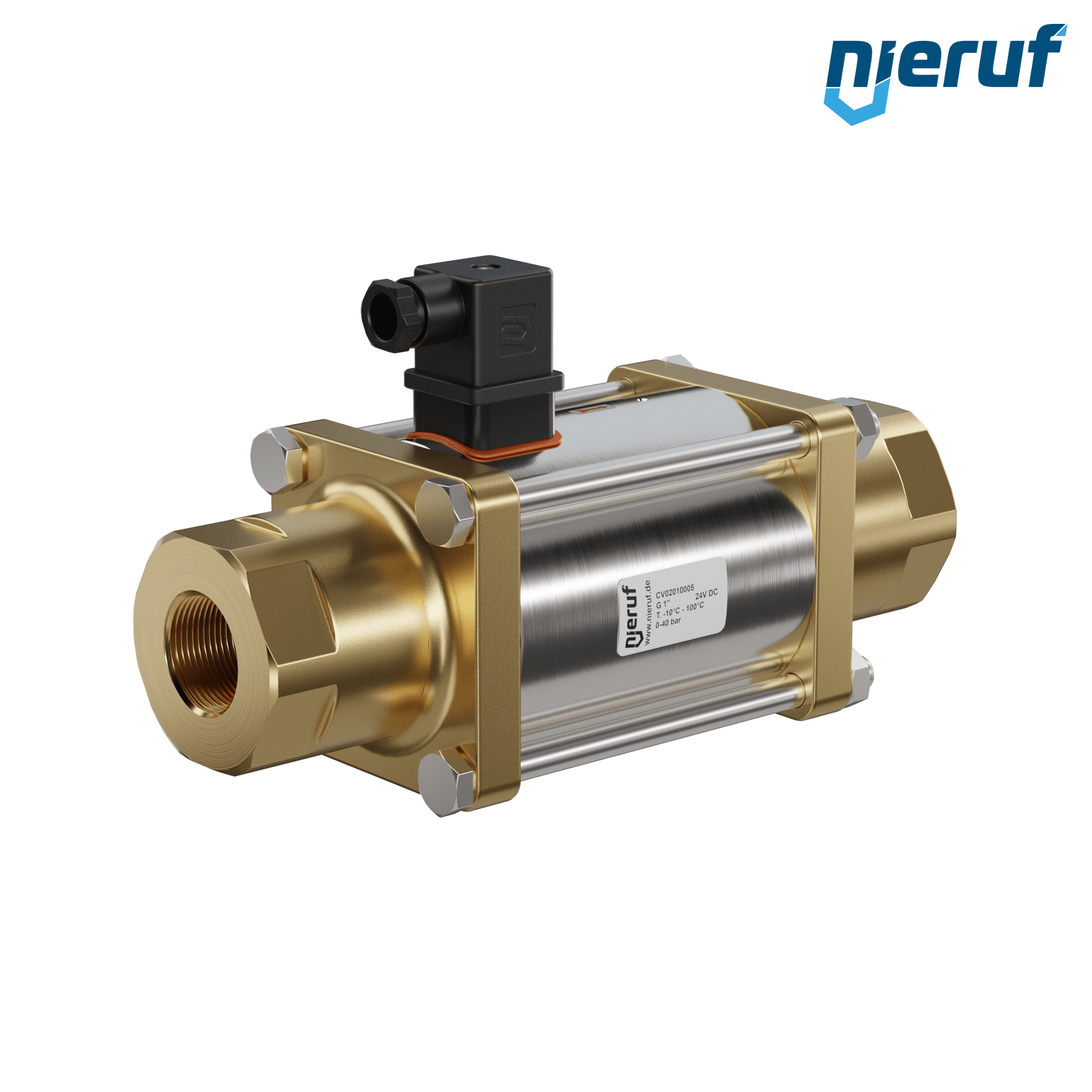 vanne coaxiale 1" pouce femelle - DN25 acier inoxydable 24V DC NC