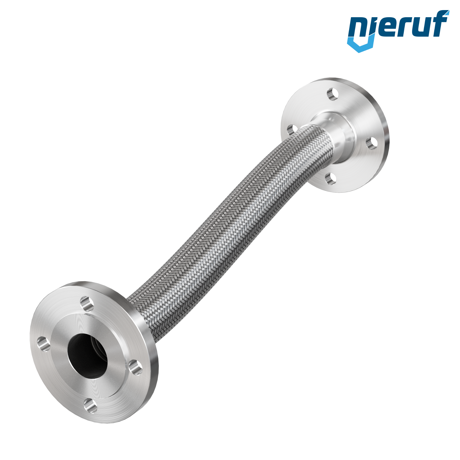 Tuyaux flexible ondulé en acier inoxydable ES01 DN50 - 2" pouce avec double tressage et brides fixe Longueur 1000 mm