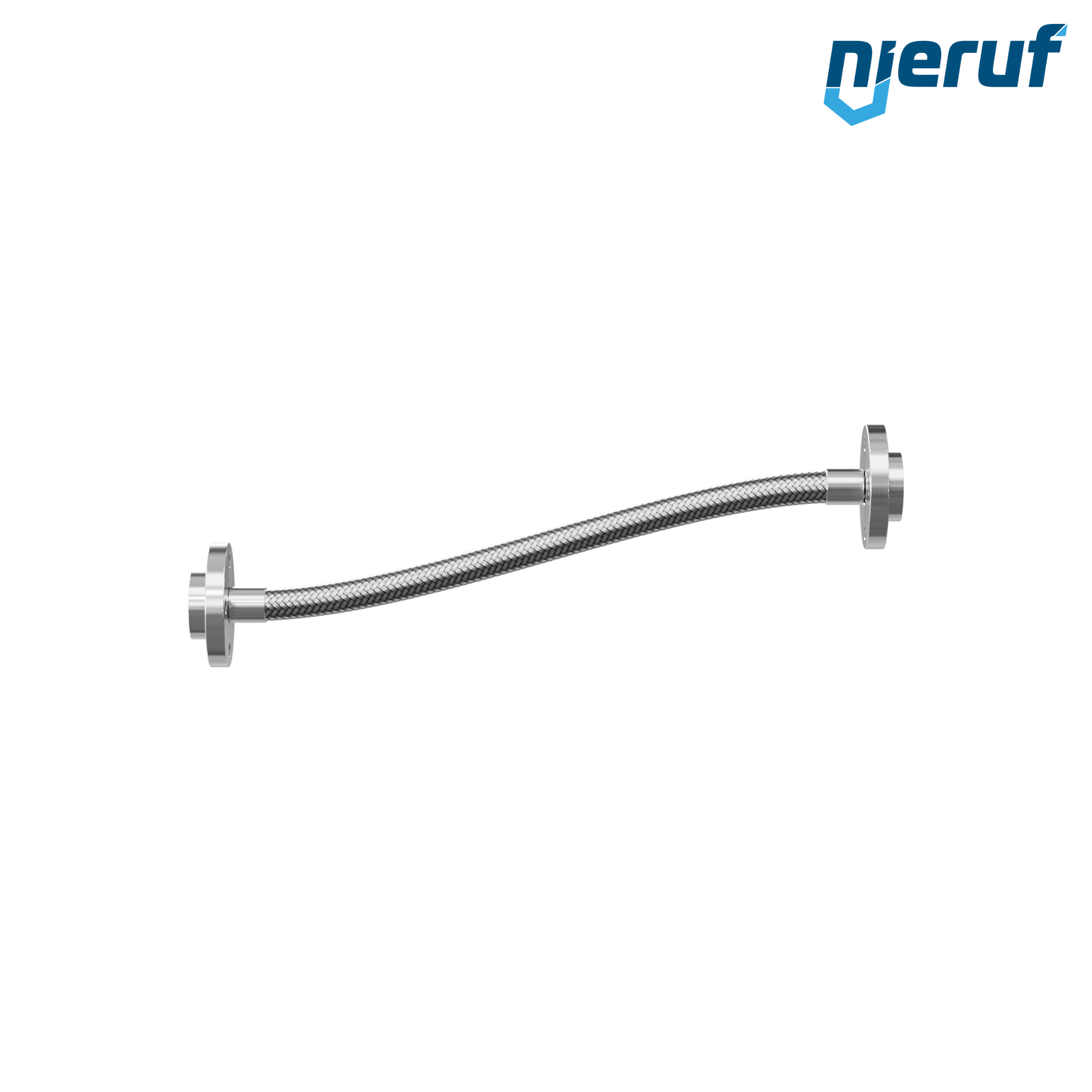 Tuyaux flexible ondulé en acier inoxydable ES01 DN20 - 3/4" pouce avec double tressage et brides tournantes Longueur 500 mm