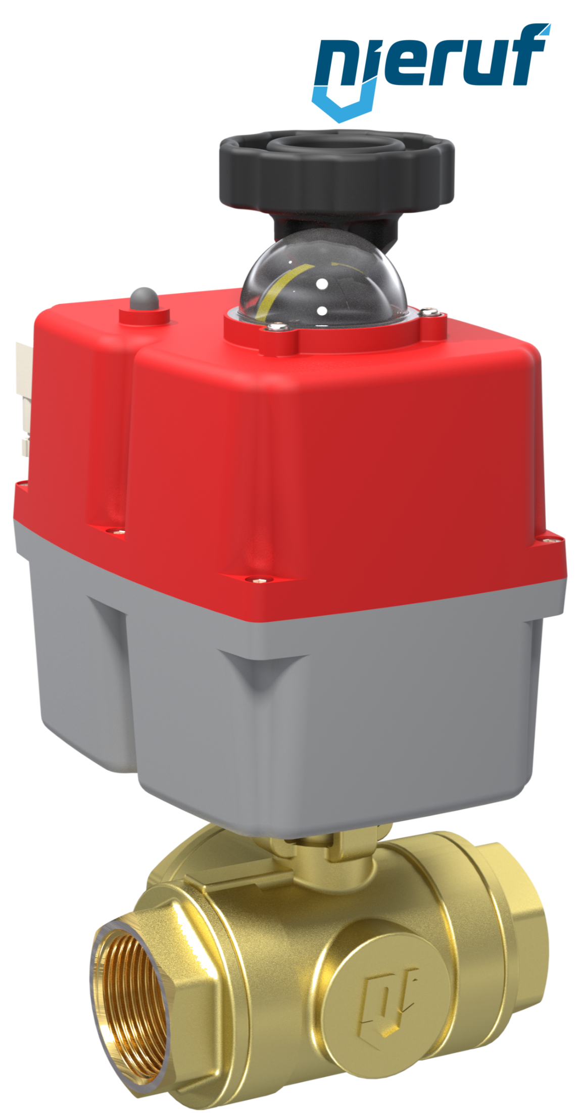 robinet à boisseau sphérique 3 voies avec actionneur électrique 24-240V DN20 - 3/4" pouce laiton à passage intégral avec lumière en T