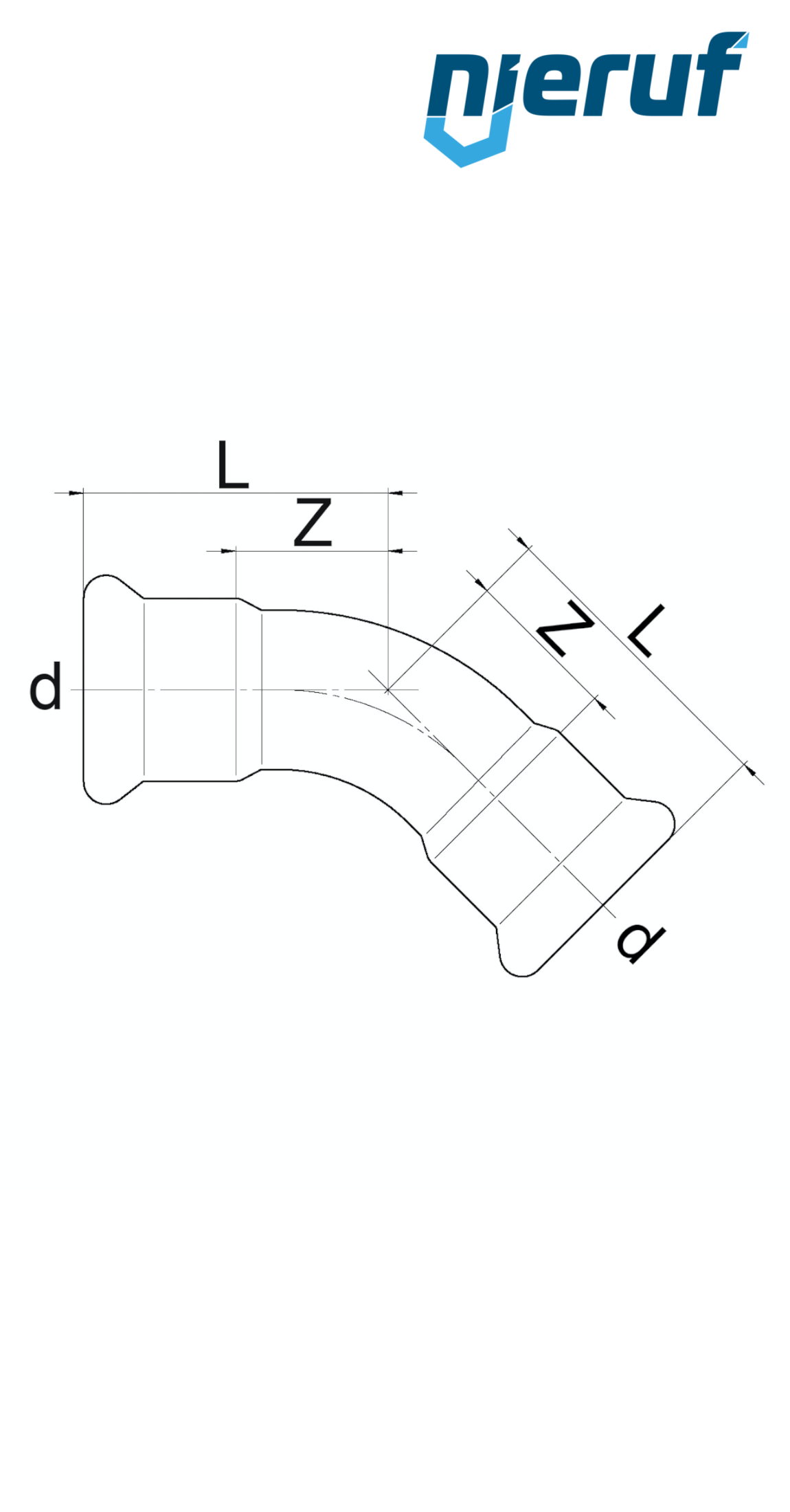 raccord coudé à sertir 45° F x F DN12 - 15,0 mm acier inoxydable