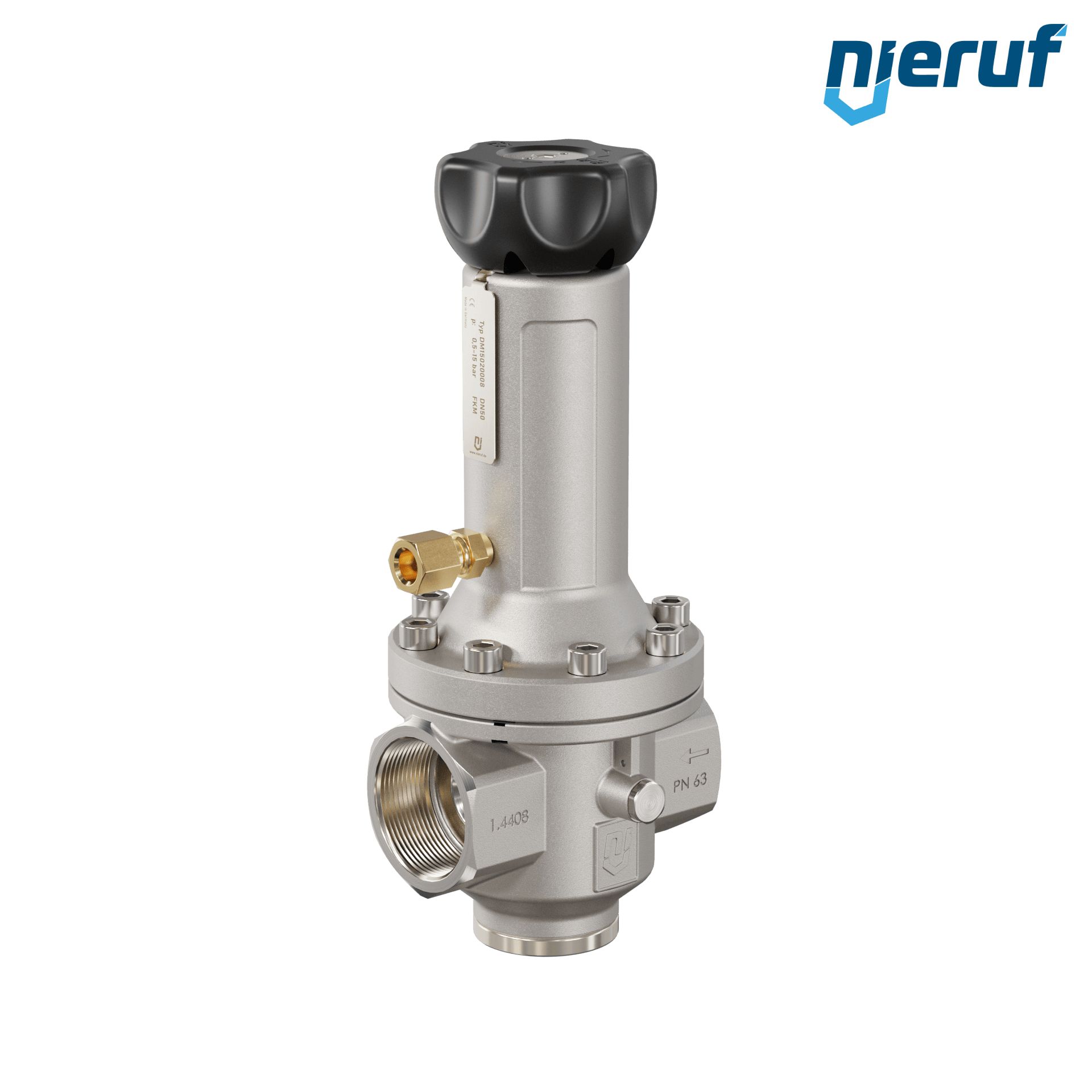 régulateur de pression de précision avec bague d'appui 2" pouce DM15 acier inoxydable FKM 0.5 - 15 bar