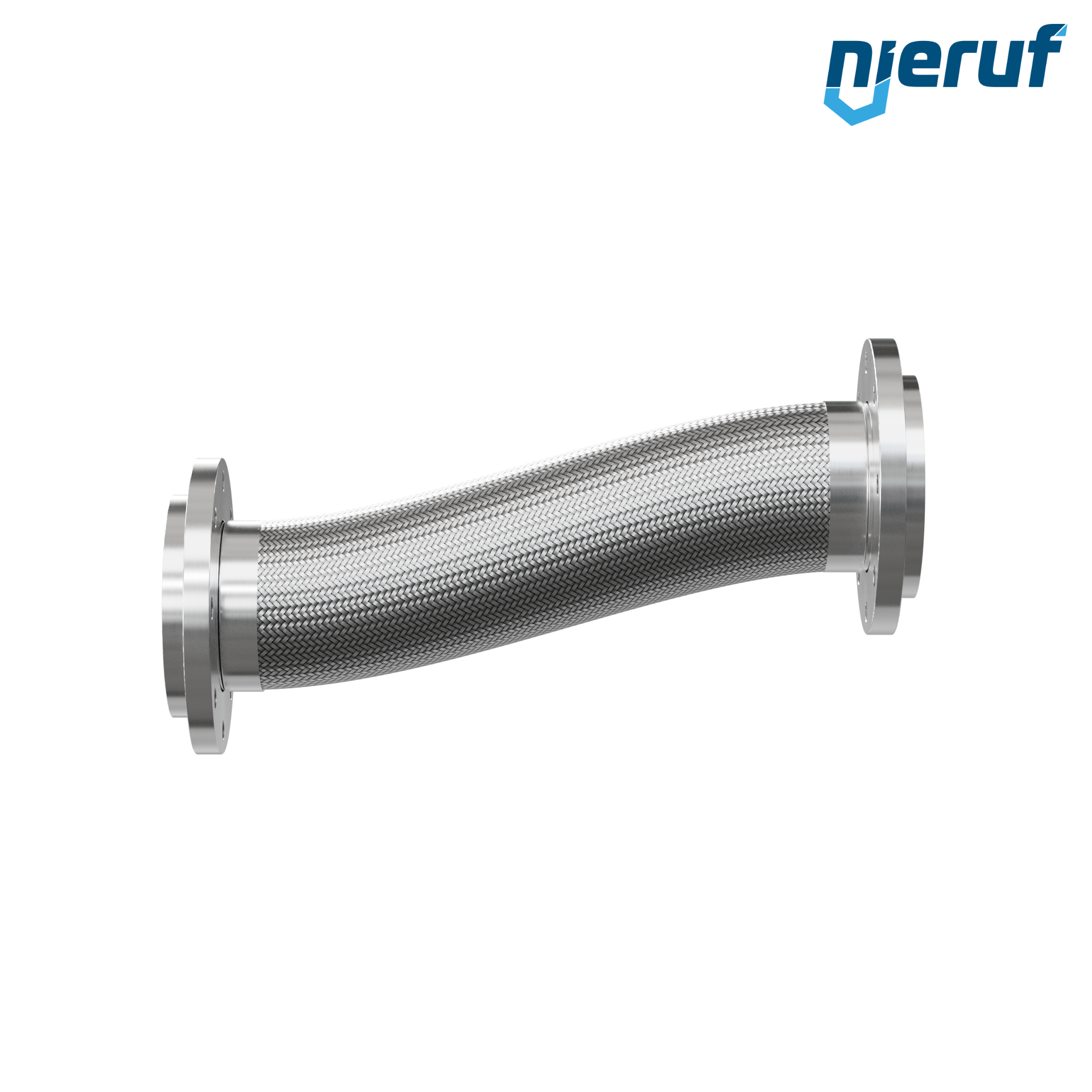 Tuyaux flexible ondulé en acier inoxydable ES01 DN125 - 5" pouce avec tressage simple et brides tournantes Longueur 1000 mm