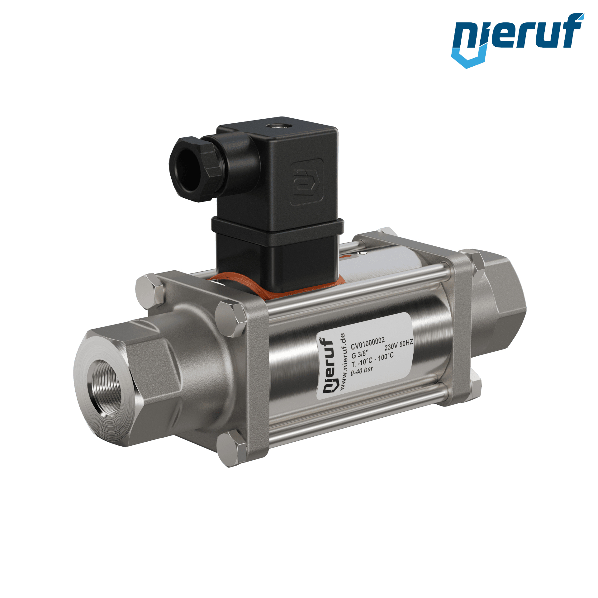 vanne coaxiale 3/8" pouce femelle - DN10 laiton 230V AC NC