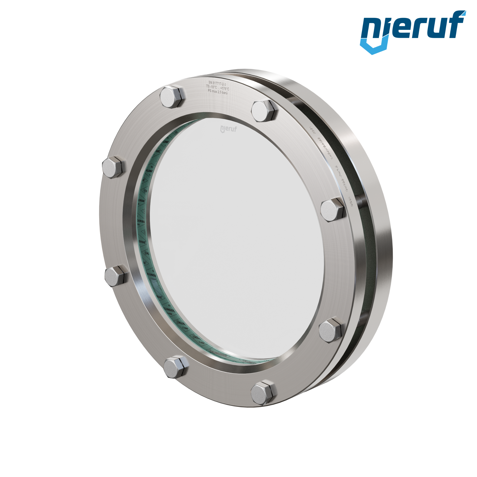 oblò di osservazione per serbatoi DN200 - 8" pollici  BS01 acciaio inossidabile 1.4571 vetro borosilicato 2,5bar