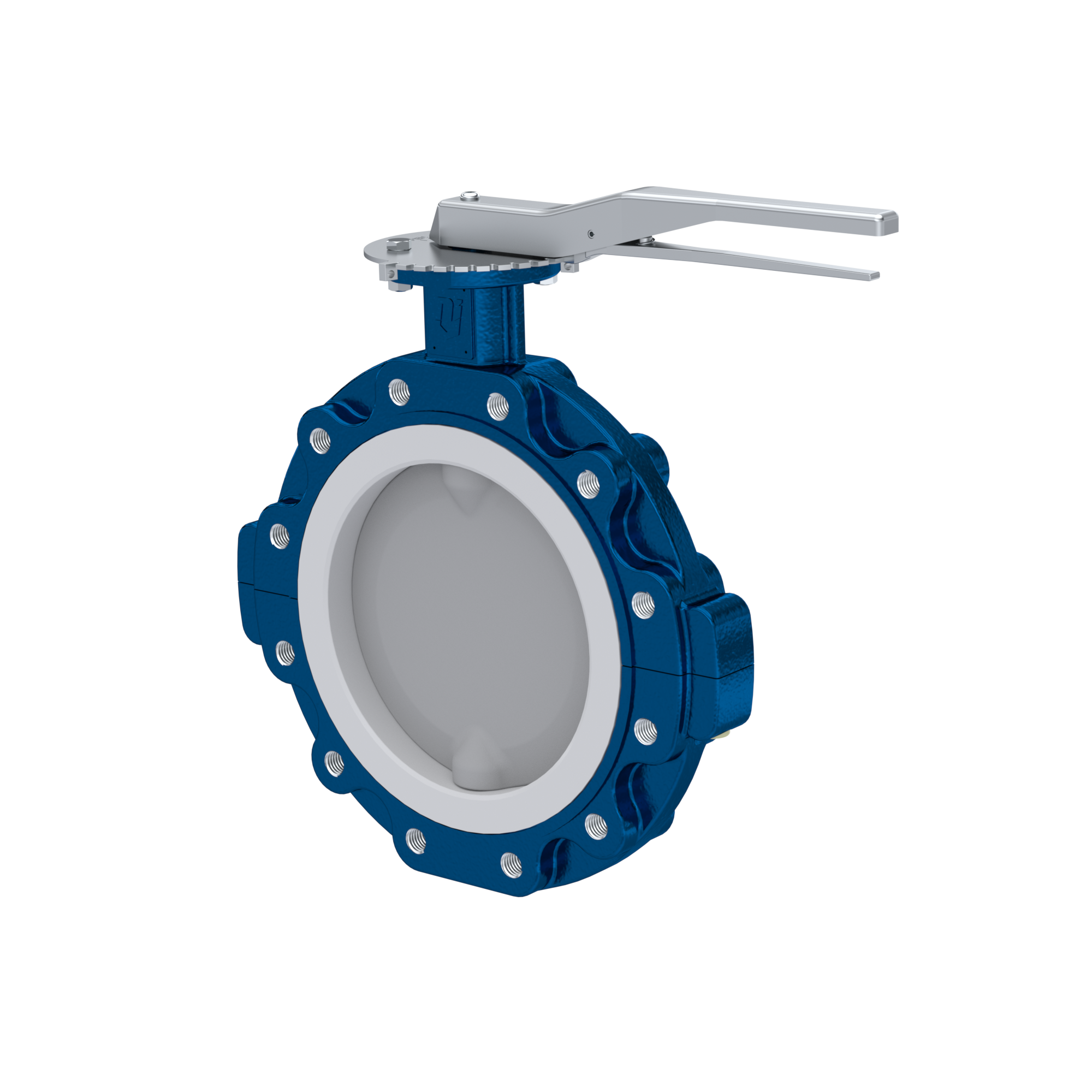 vanne papillon PTFE AK10 DN200 PN10 levier à cran insertion silicone