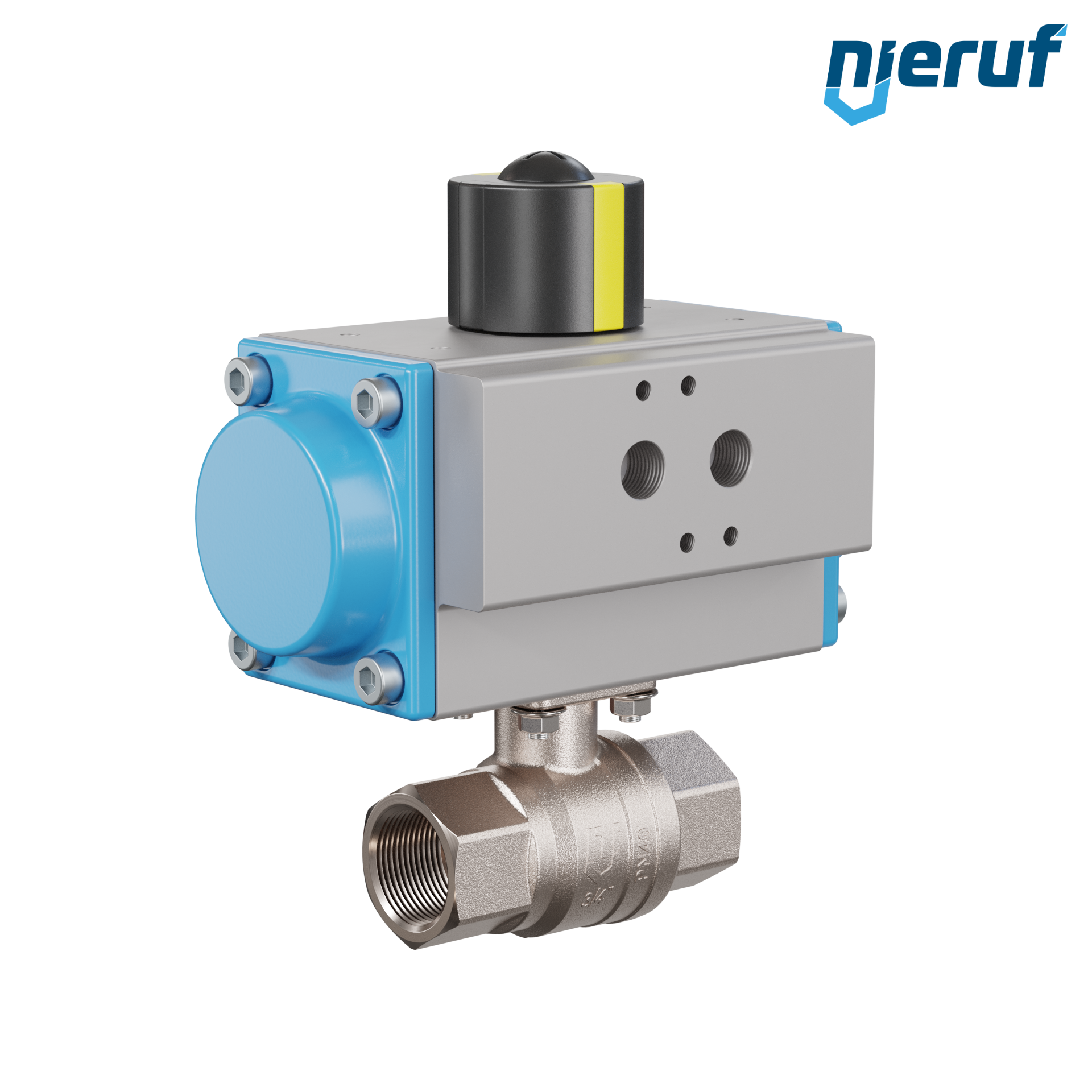 valvola a sfera automatica con manicotto DN20 - 3/4" pollici azionamento rotativo pneumatico a effetto semplice apertura a molla PK01