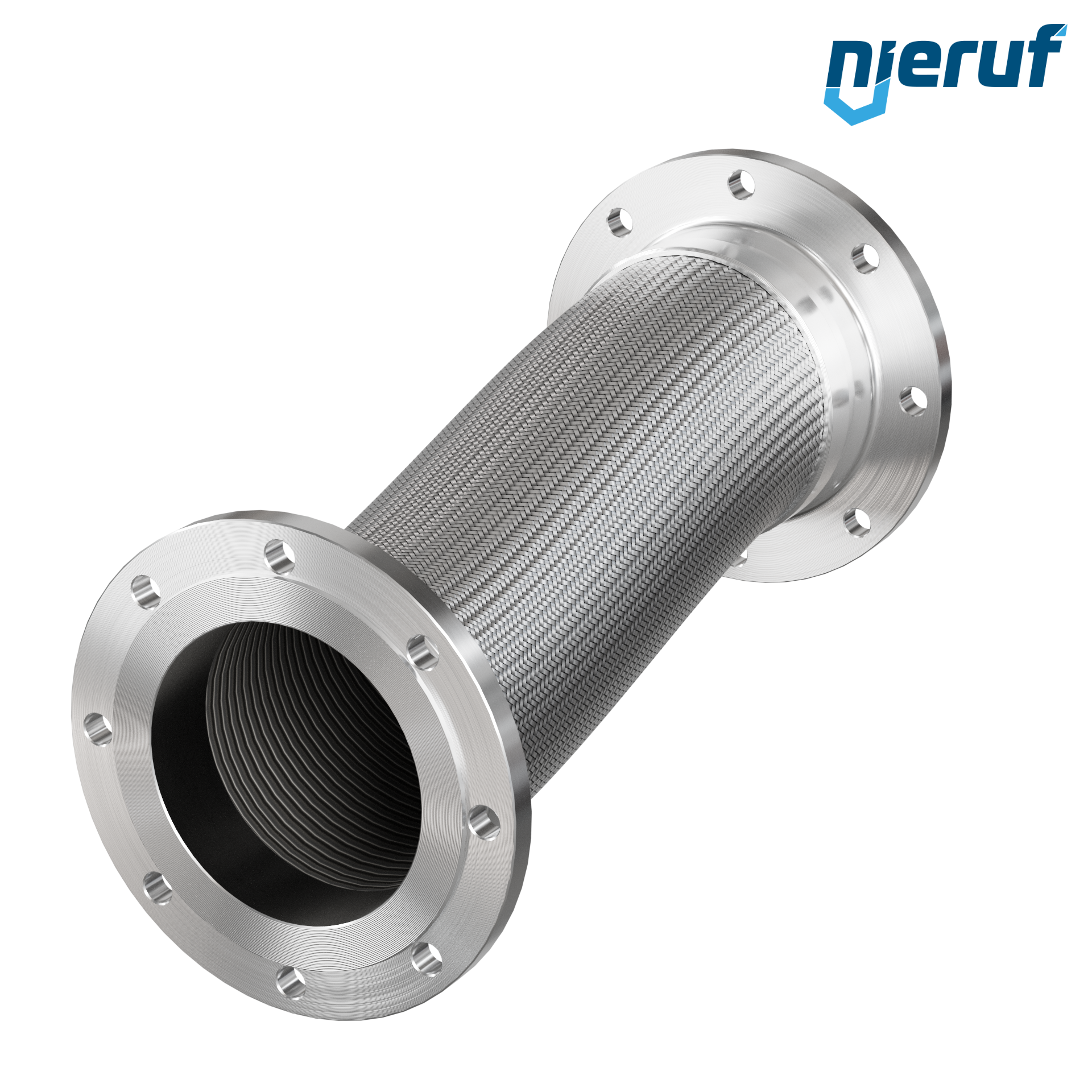 Tuyaux flexible ondulé en acier inoxydable ES01 DN200 - 8" pouce avec double tressage et brides fixe Longueur 500 mm