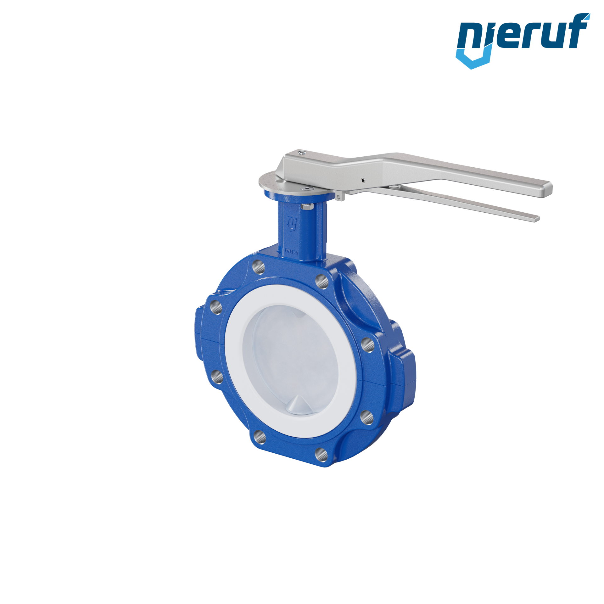 valvola a farfalla PFA PTFE AK10 DN150 PN10-PN16 leva inserto in FKM