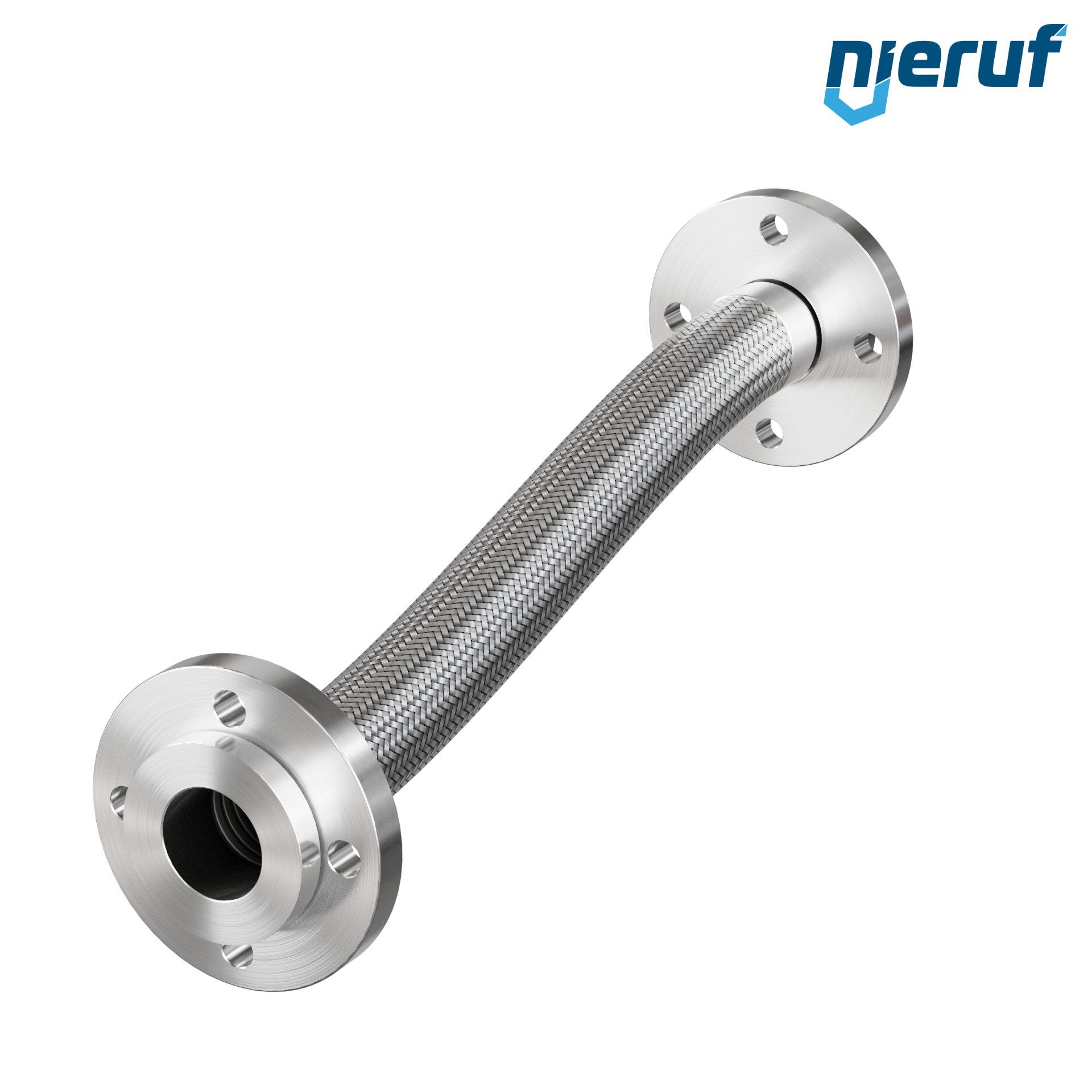 Tuyaux flexible ondulé en acier inoxydable ES01 DN50 - 2" pouce avec double tressage et brides tournantes Longueur 1000 mm