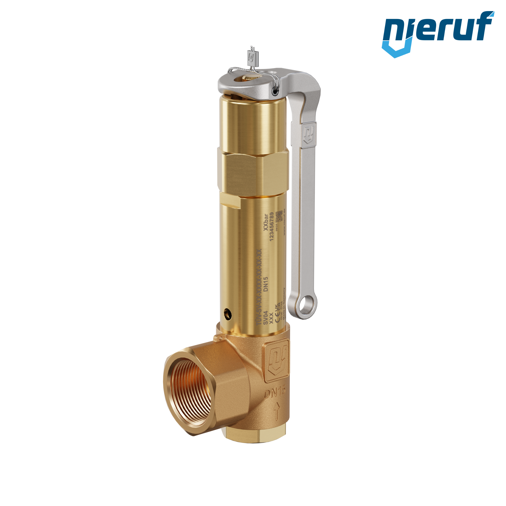 soupape de sûreté 1/2" x 1" femelle SV04 fluides liquides, bronze NBR, avec levier