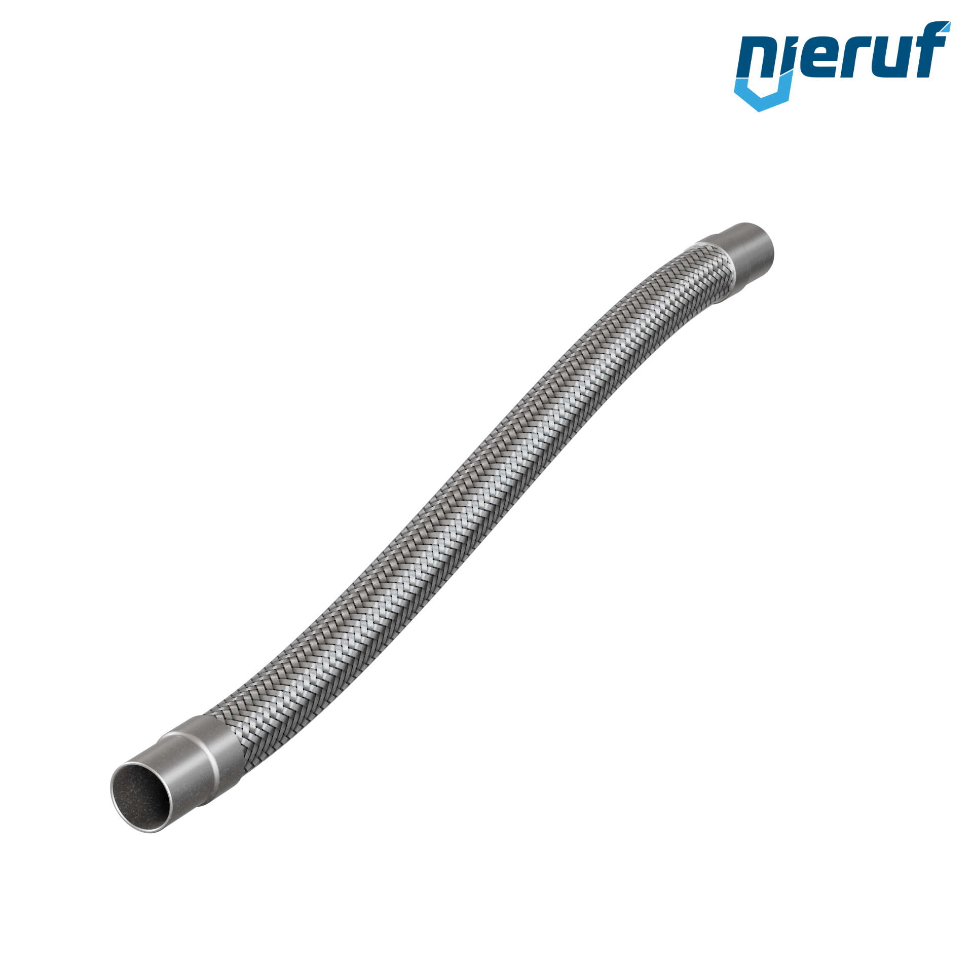 Tuyaux flexible ondulé en acier inoxydable ES01 DN25 - 33.7 mm avec tressage simple et embout à souder Longueur 1000 mm