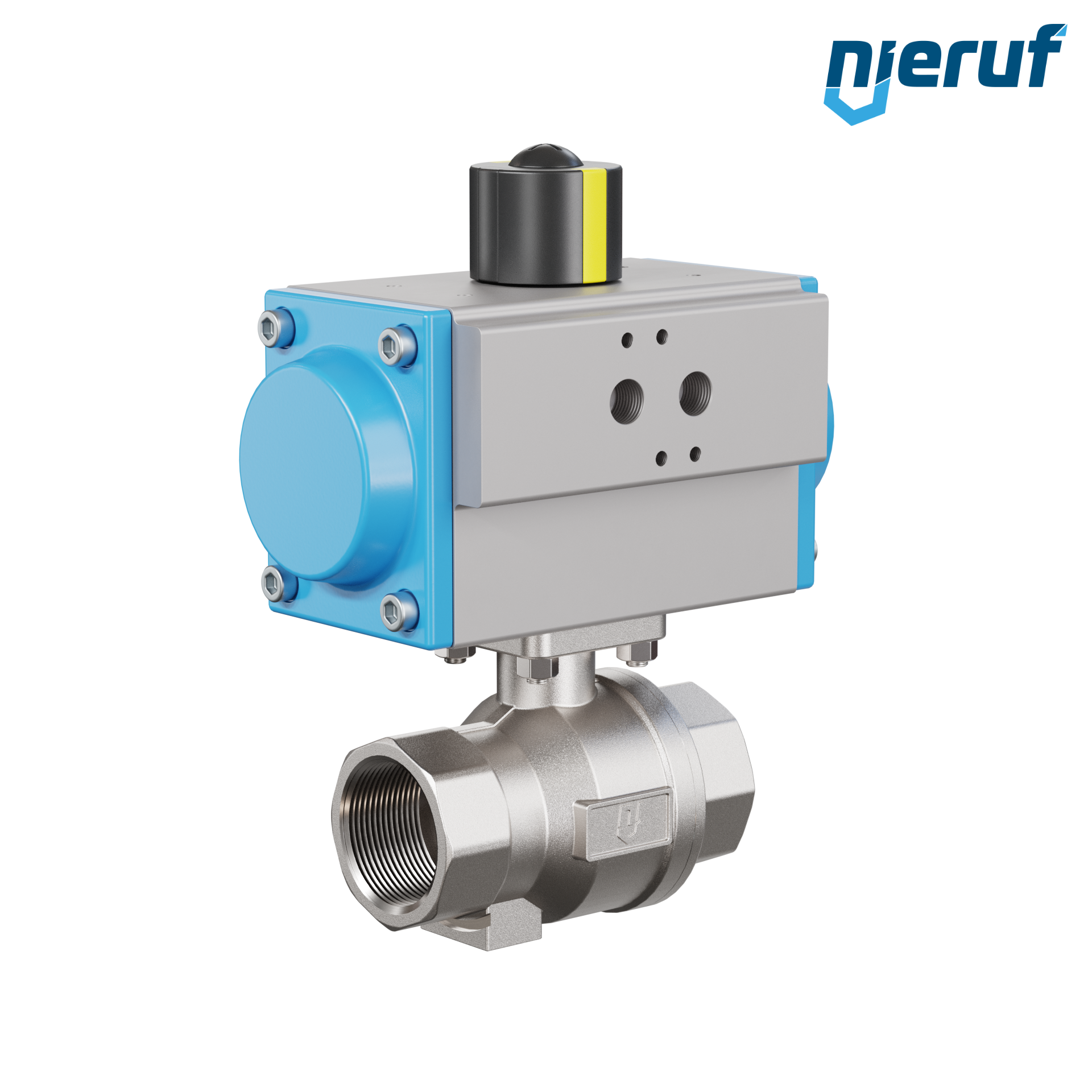 valvola a sfera pneumatica DN32 - 1 1/4" pollici azionamento rotativo a effetto semplice apertura a molla PK02