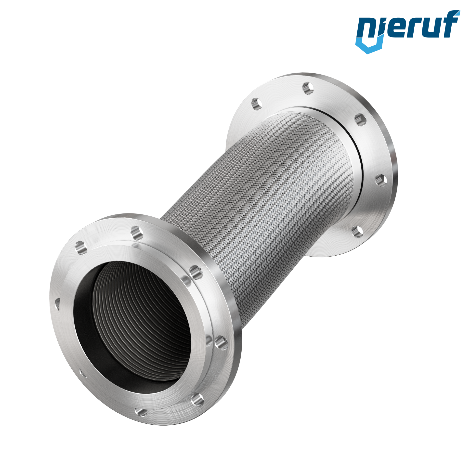 Tuyaux flexible ondulé en acier inoxydable ES01 DN200 - 8" pouce avec double tressage et brides tournantes Longueur 500 mm