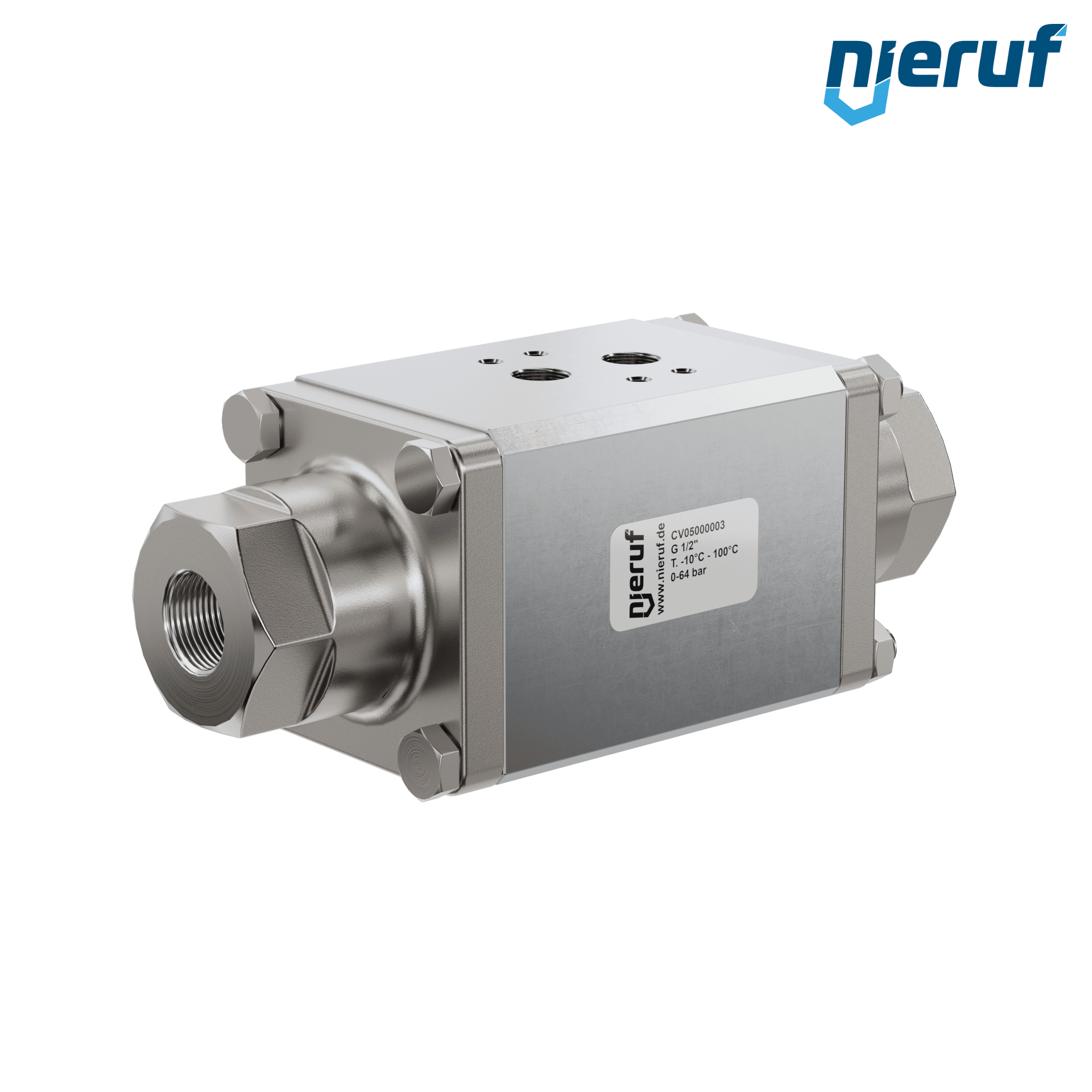 vanne coaxiale à 2/2 voies CV05 1/2" pouce femelle - DN15 acier inoxydable max. 64 bar NC