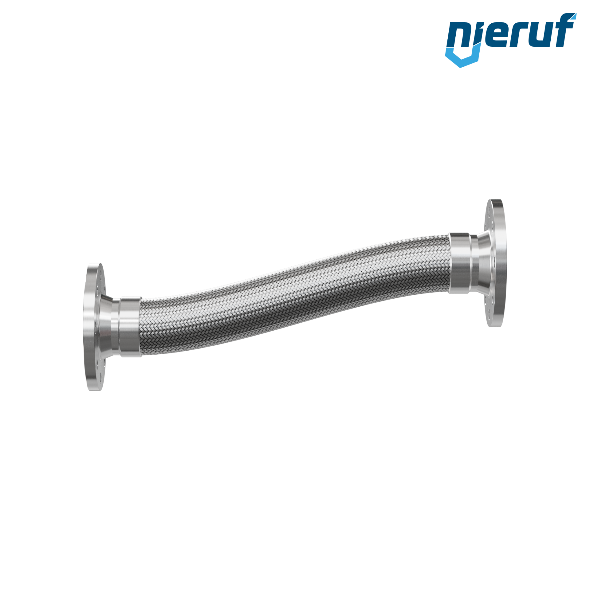 Tuyaux flexible ondulé en acier inoxydable ES01 DN80 - 3" pouce avec tressage simple et brides fixe Longueur 500 mm