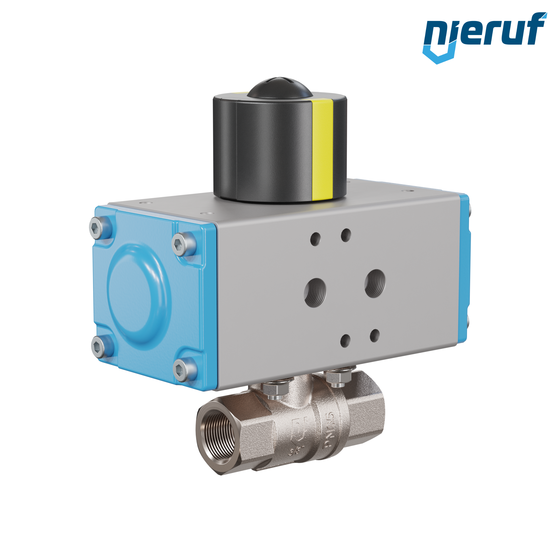 valvola a sfera automatica con manicotto DN10 - 3/8" pollici azionamento rotativo pneumatico a doppio effetto PK01