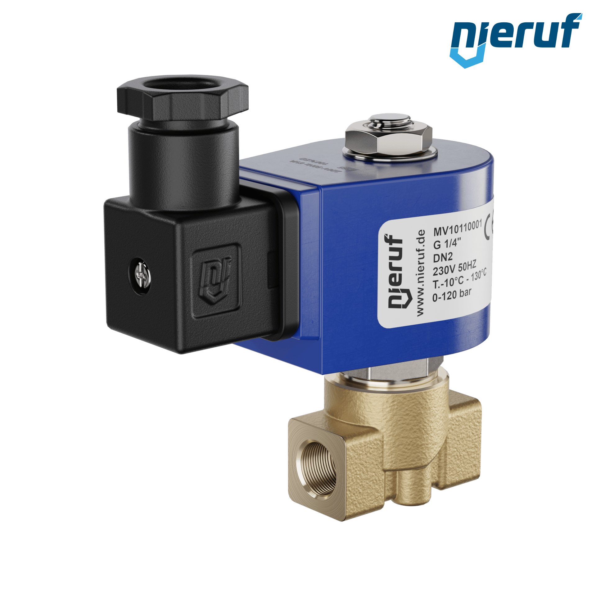 électrovanne pour haute pression G 1/4" pouce DN2,0 laiton MV10 EPDM 230V 50Hz