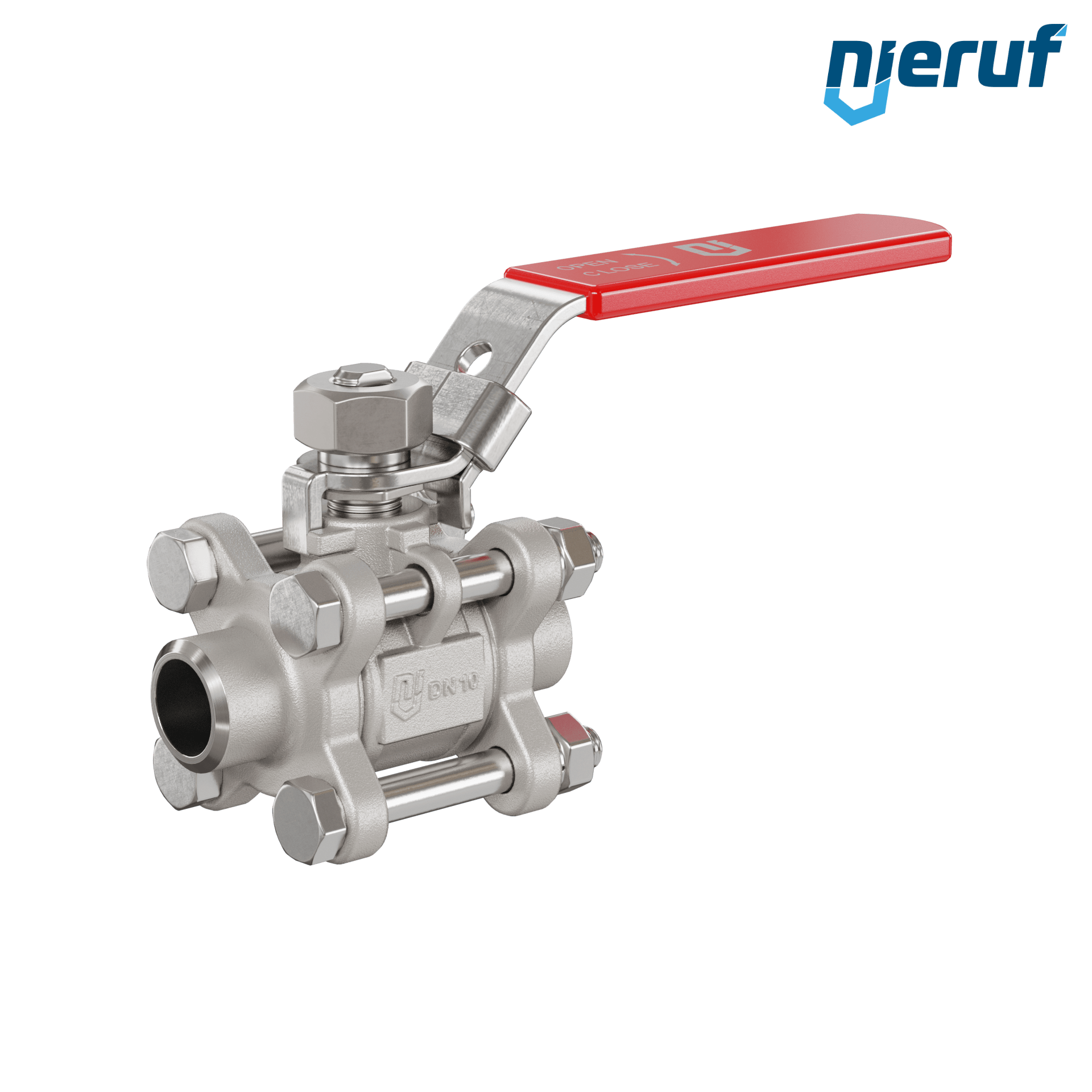 Valvola a sfera in acciaio inossidabile a 3 pezzi DN10 - 3/8" pollici con estremità a saldare