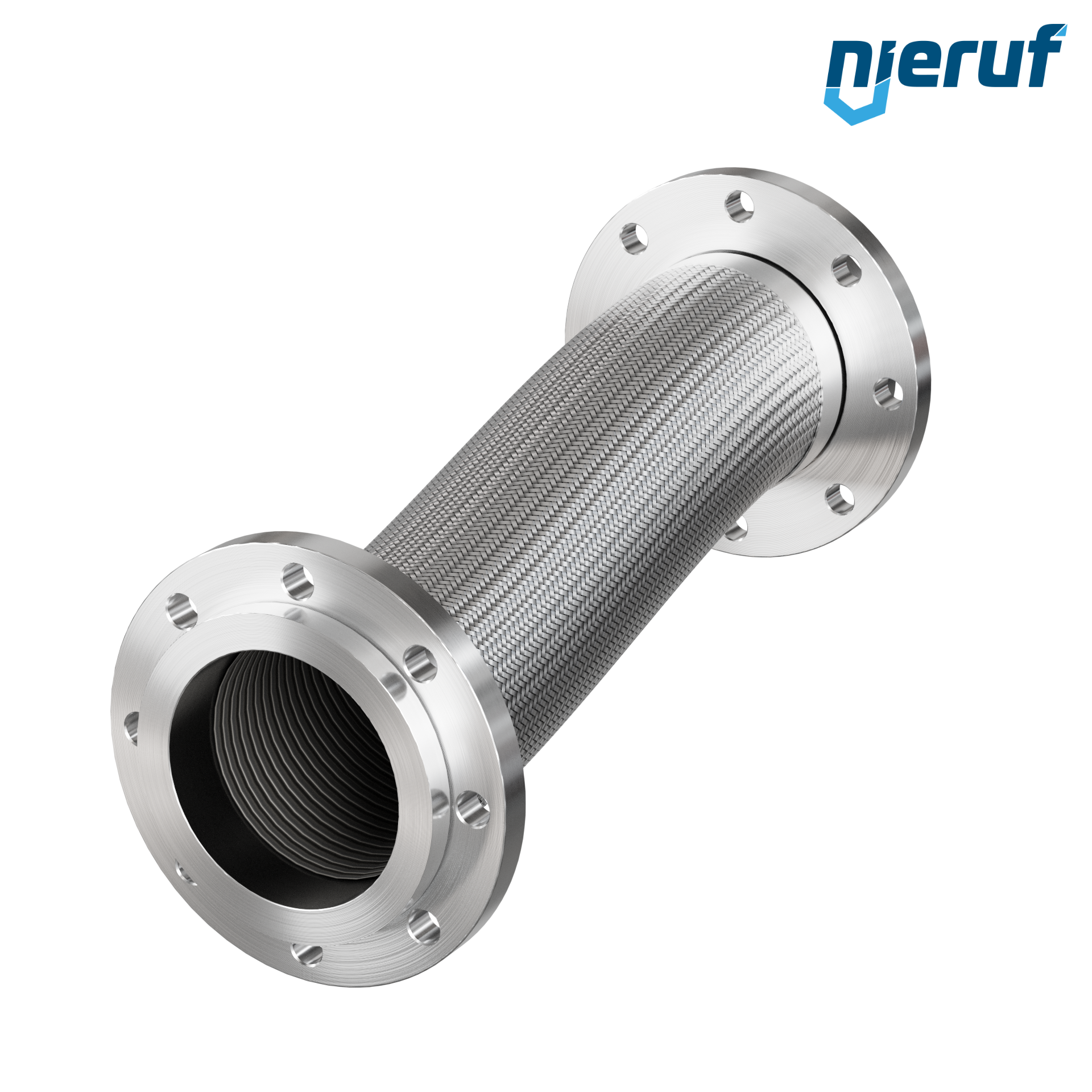 Tuyaux flexible ondulé en acier inoxydable ES01 DN150 - 6" pouce avec tressage simple et brides tournantes Longueur 500 mm
