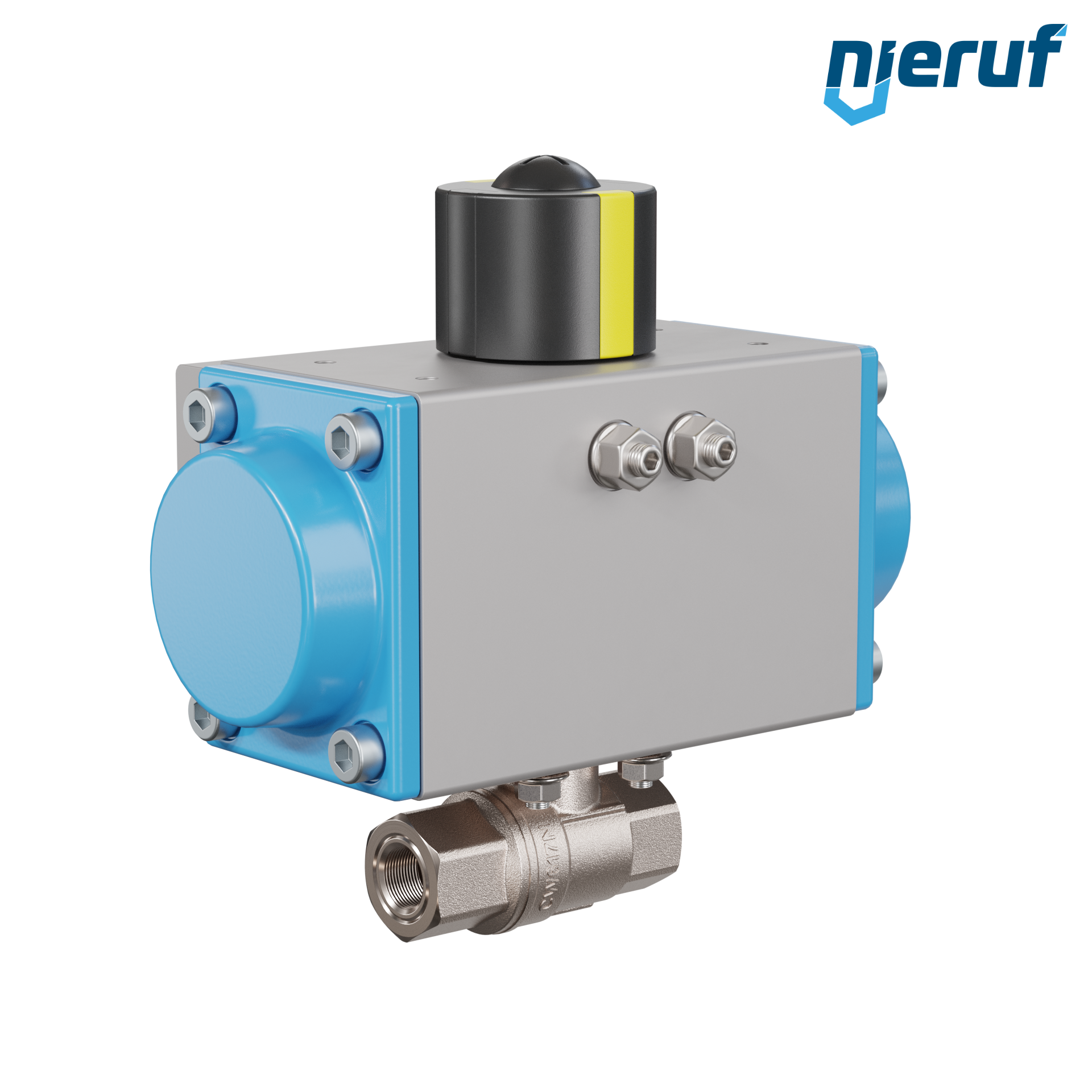 valvola a sfera automatica con manicotto DN8 - 1/4" pollici azionamento rotativo pneumatico a effetto semplice apertura a molla PK01