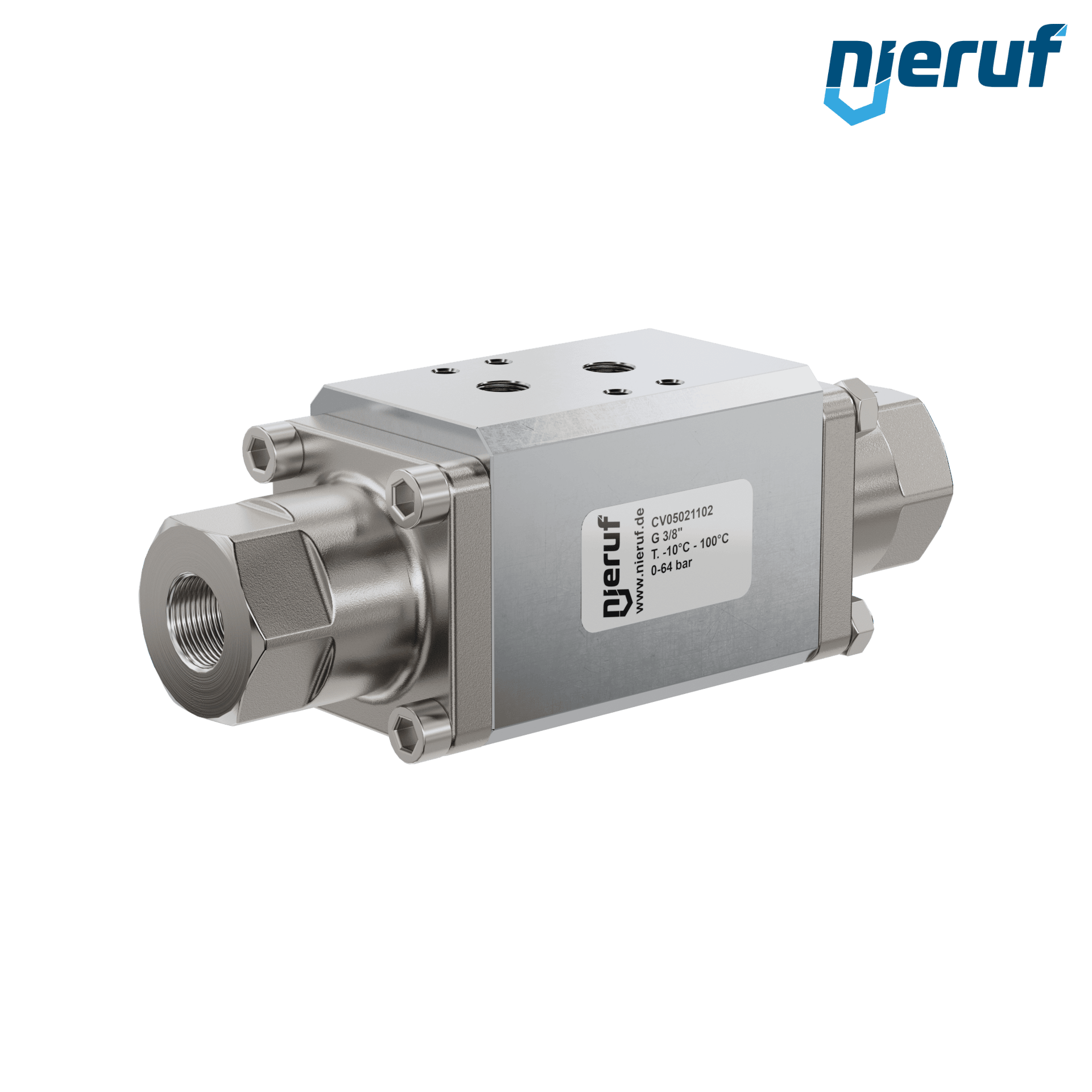 vanne coaxiale à 2/2 voies CV05 3/8" pouce femelle - DN10 acier inoxydable max. 160 bar NO - pour application avec de l'eau