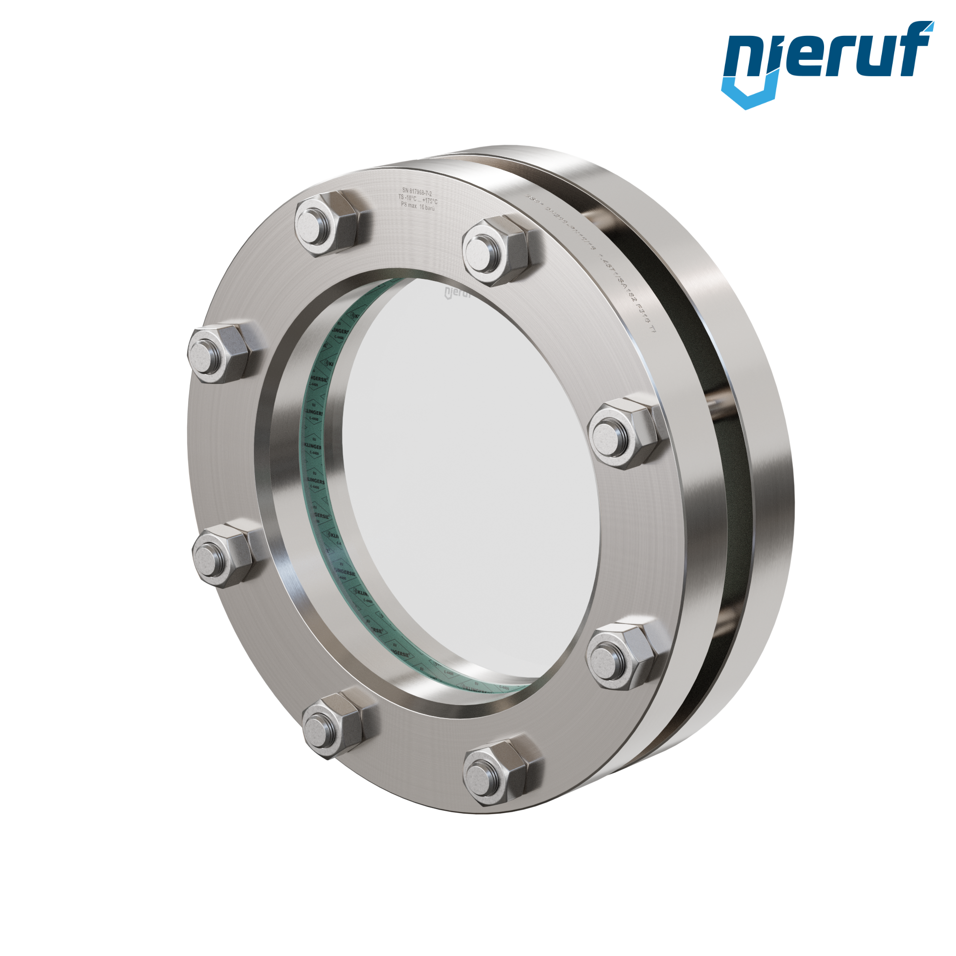 oblò di osservazione per serbatoi DN200 - 8" pollici  BS02 acciaio inossidabile 1.4571 vetro borosilicato 10bar