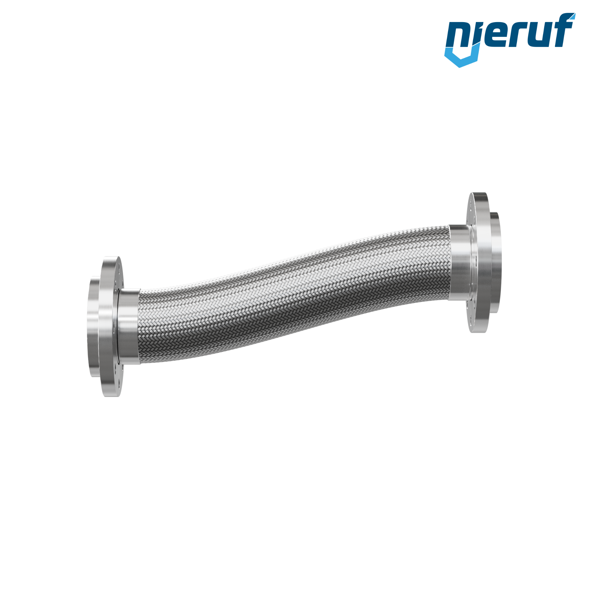 Tuyaux flexible ondulé en acier inoxydable ES01 DN100 - 4" pouce avec tressage simple et brides tournantes Longueur 1000 mm