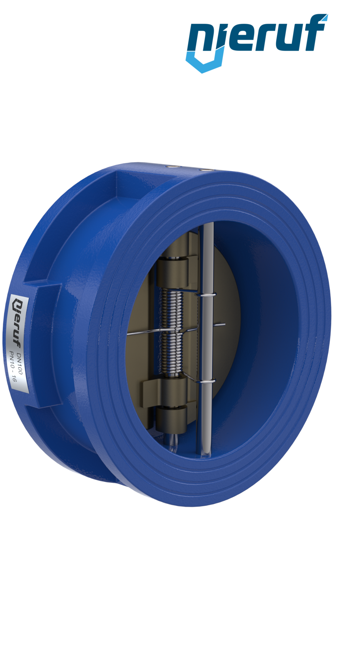 clapet anti-retour à double battant DN100 ANSI150 DR04 ANSI 150 GGG40 avec revêtement époxy bleu de 180µm  FKM